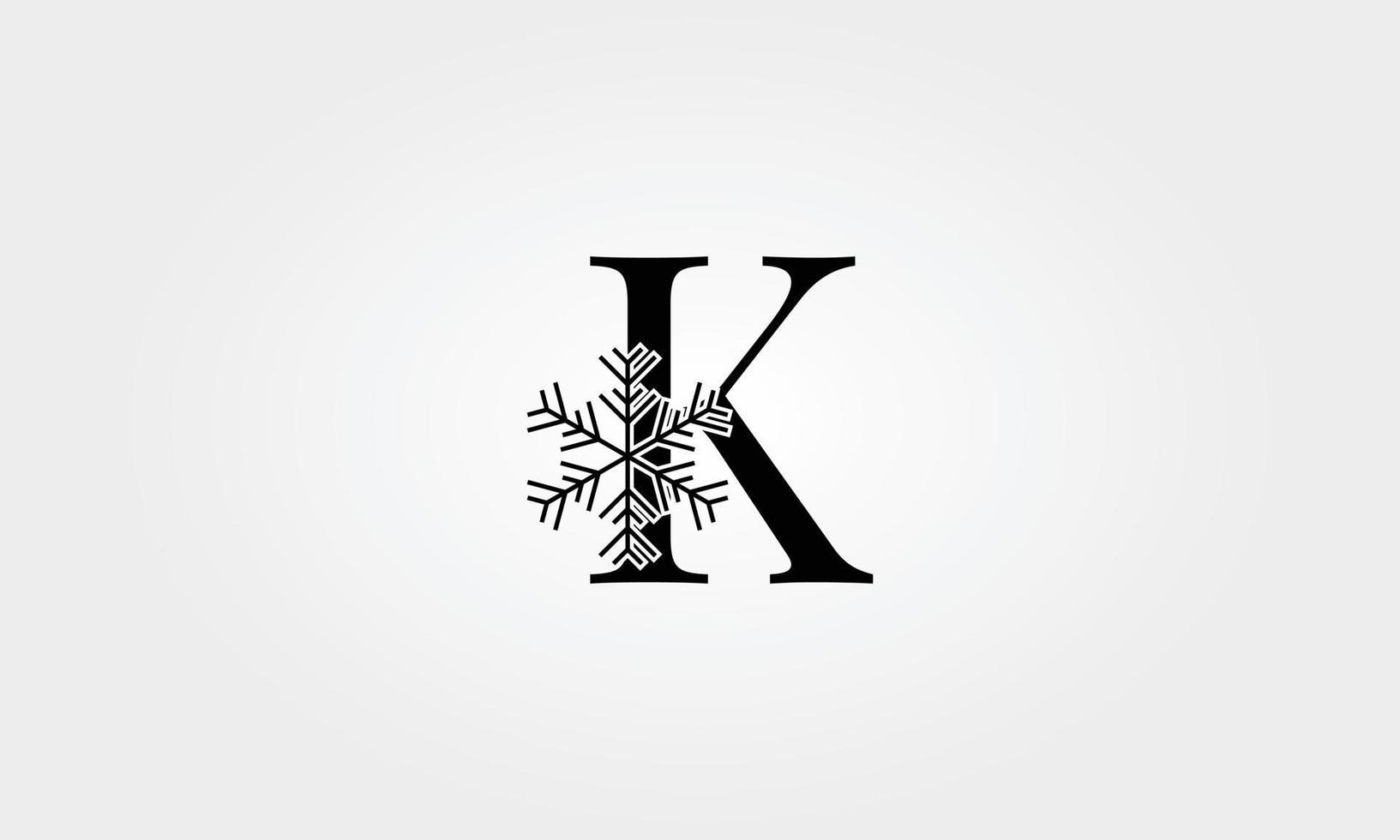 alphabet snow flake letter k vector