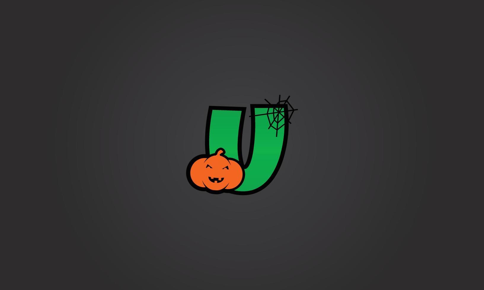 calabaza alfabeto halloween letra u vector