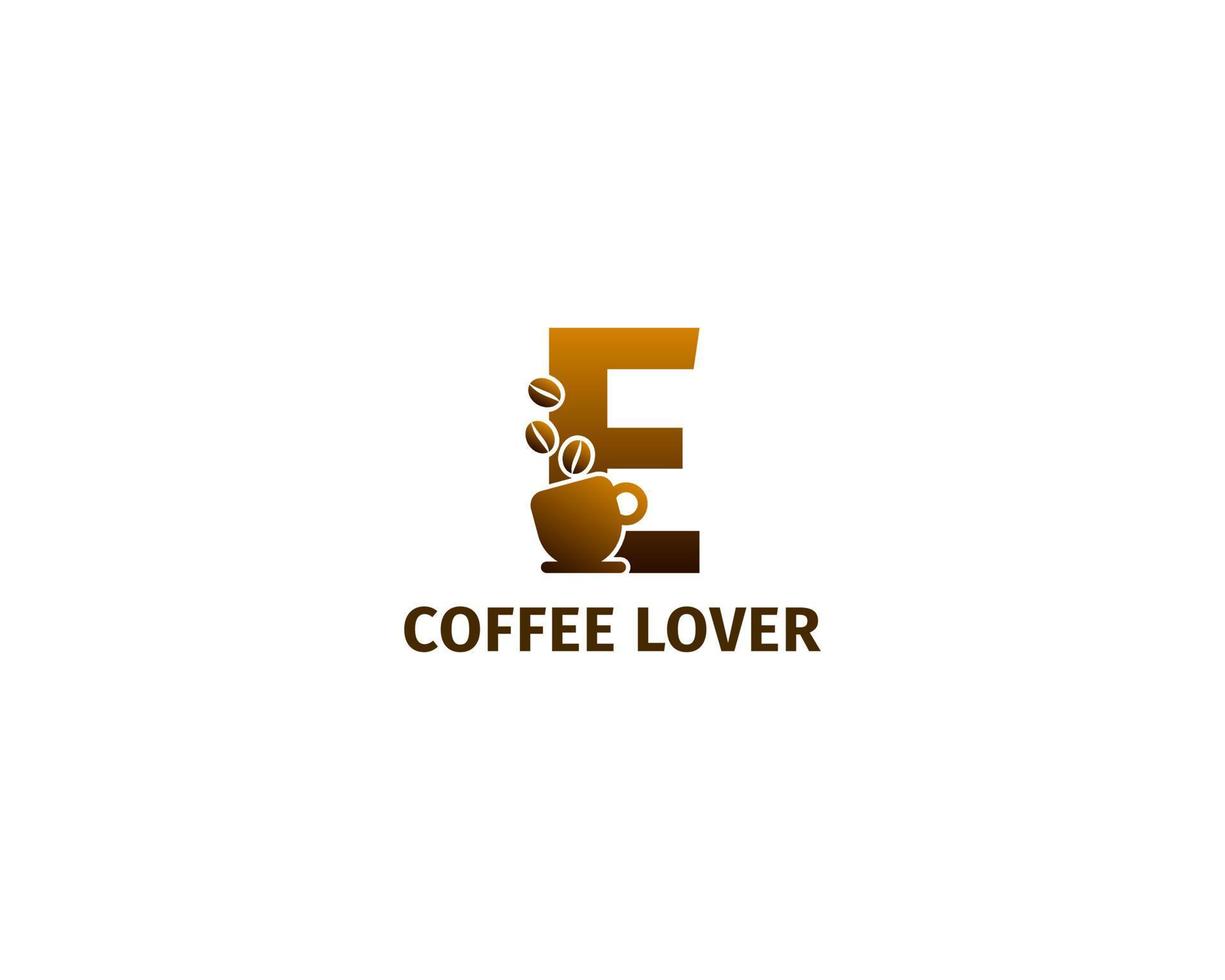 letter E coffe and cup logo template vector