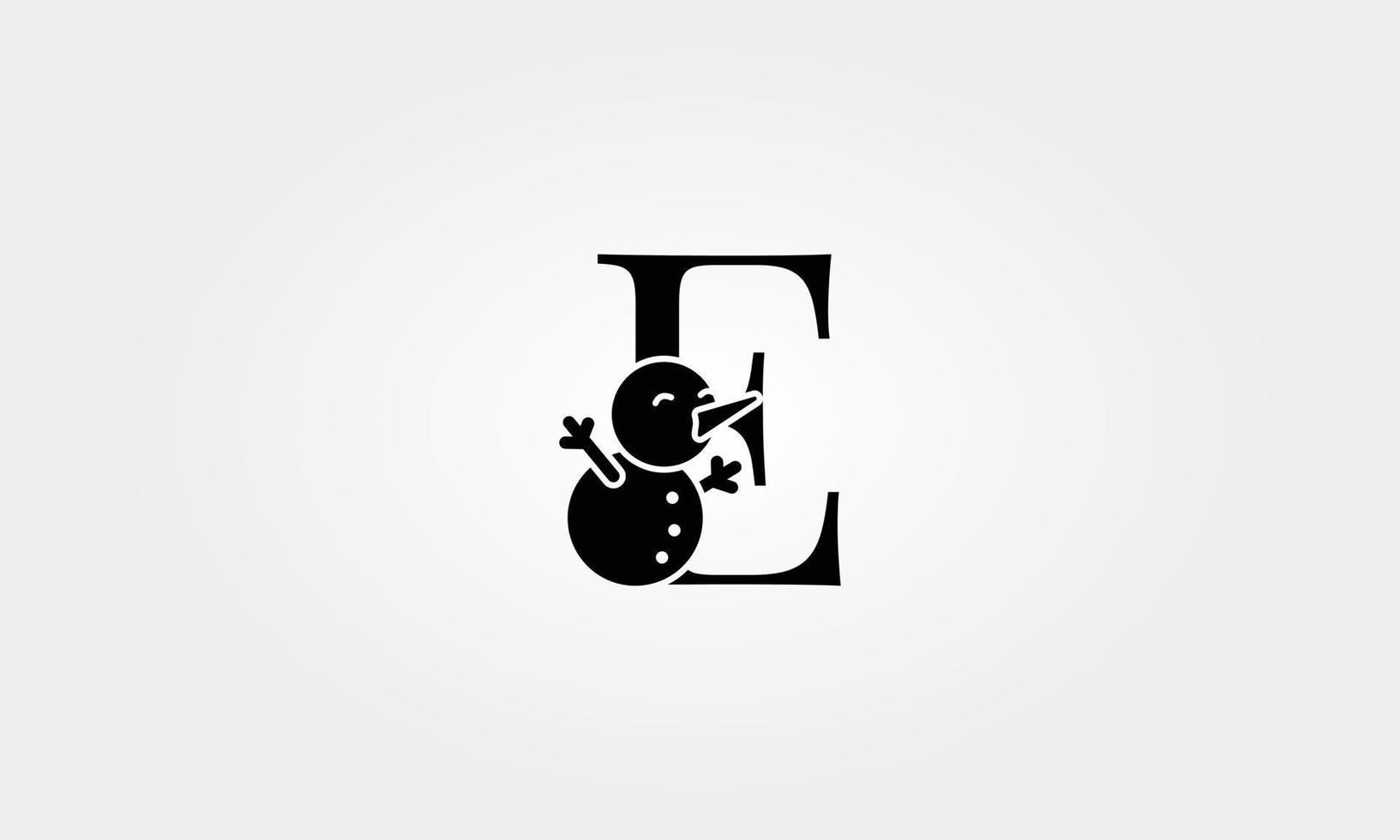 alphabet snow man letter e vector