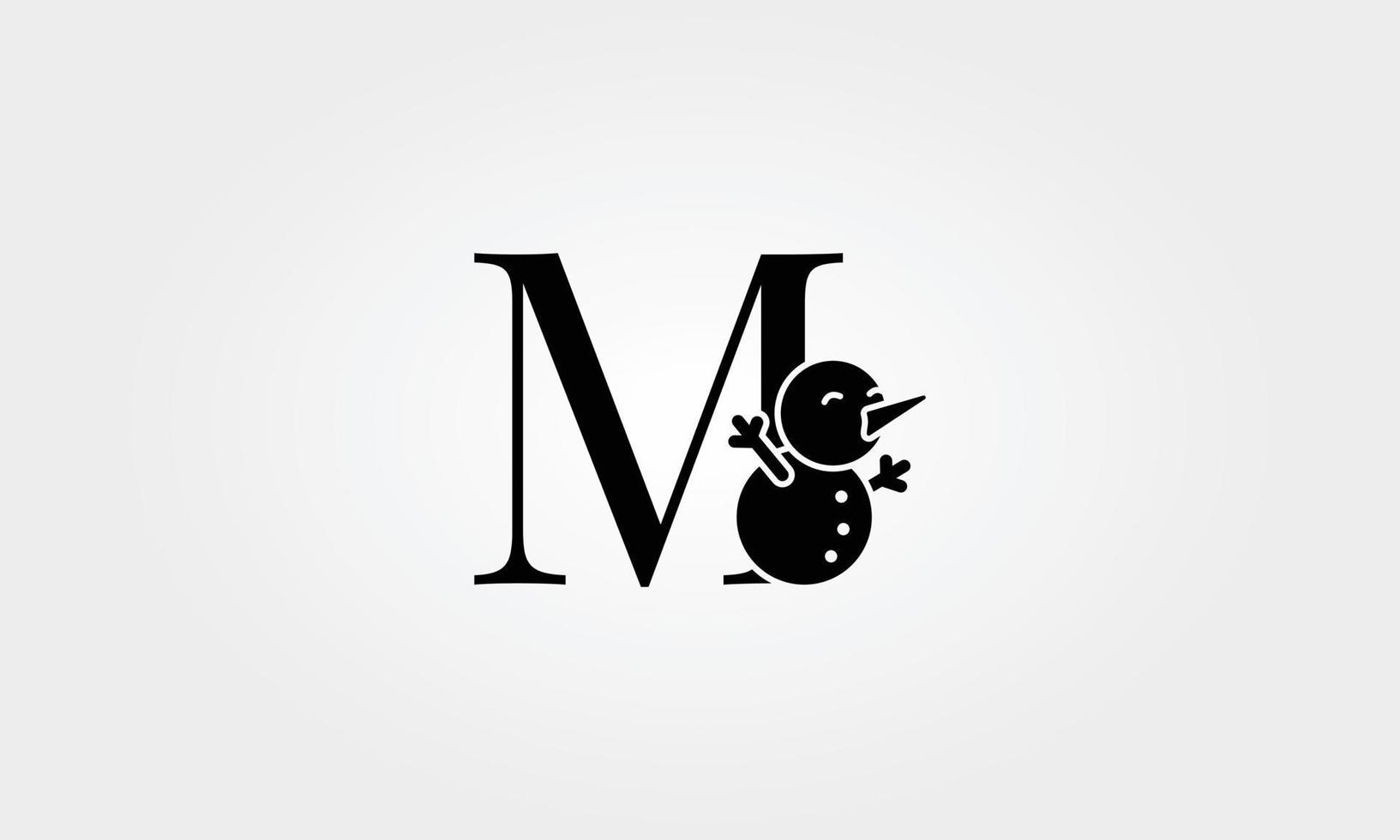 alphabet snow man letter m vector