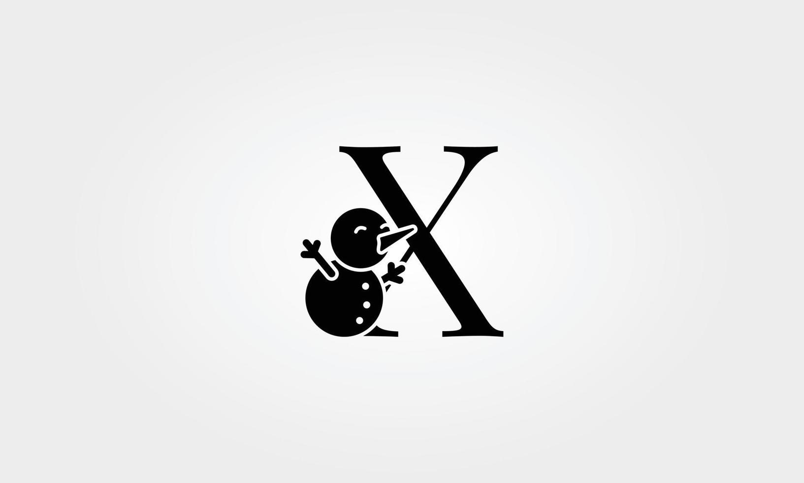 alphabet snow man letter x vector