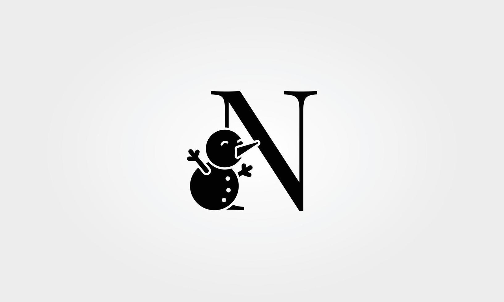 alphabet snow man letter n vector