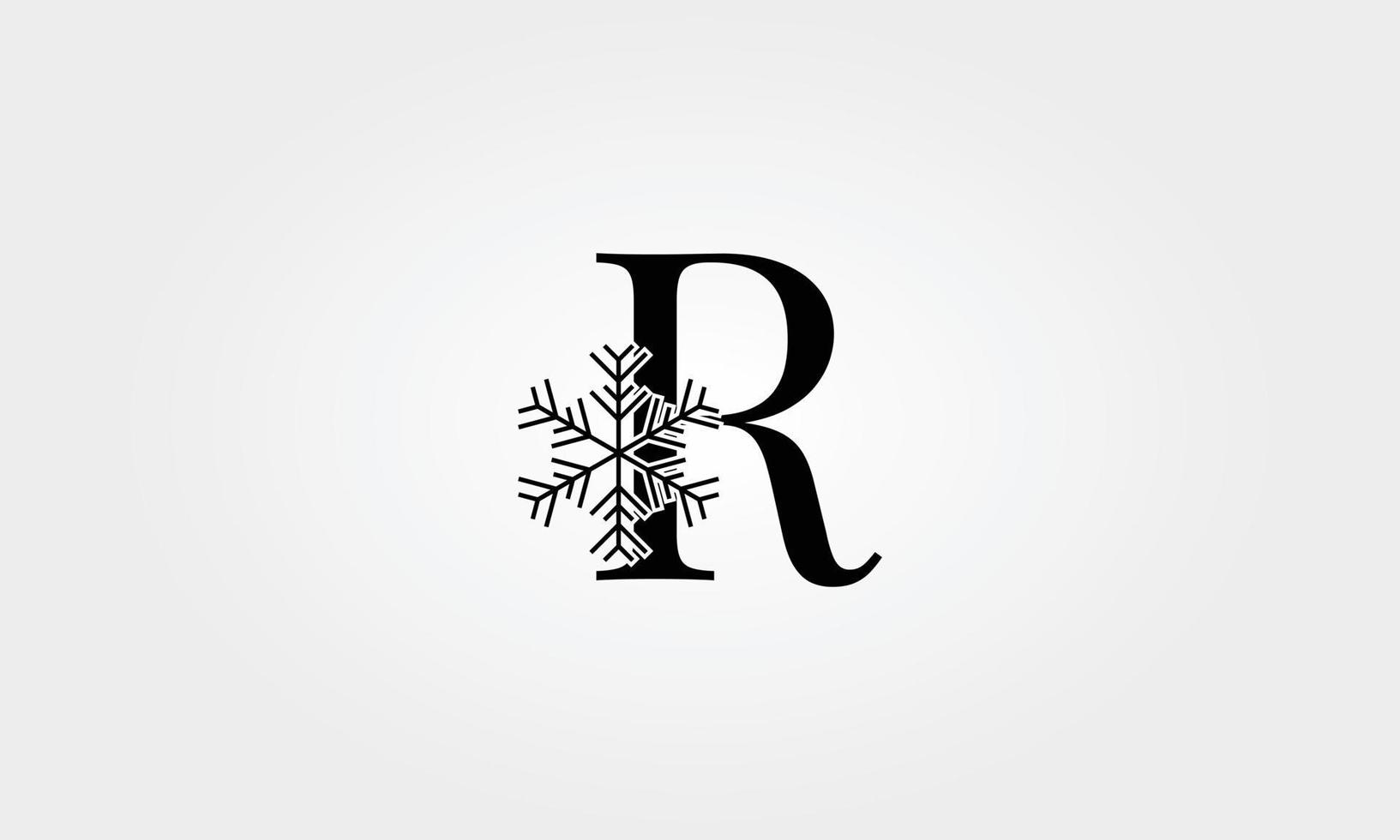 alphabet snow flake letter r vector