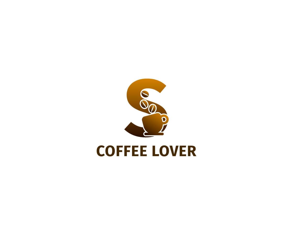 plantilla de logotipo de taza y café de letra s vector