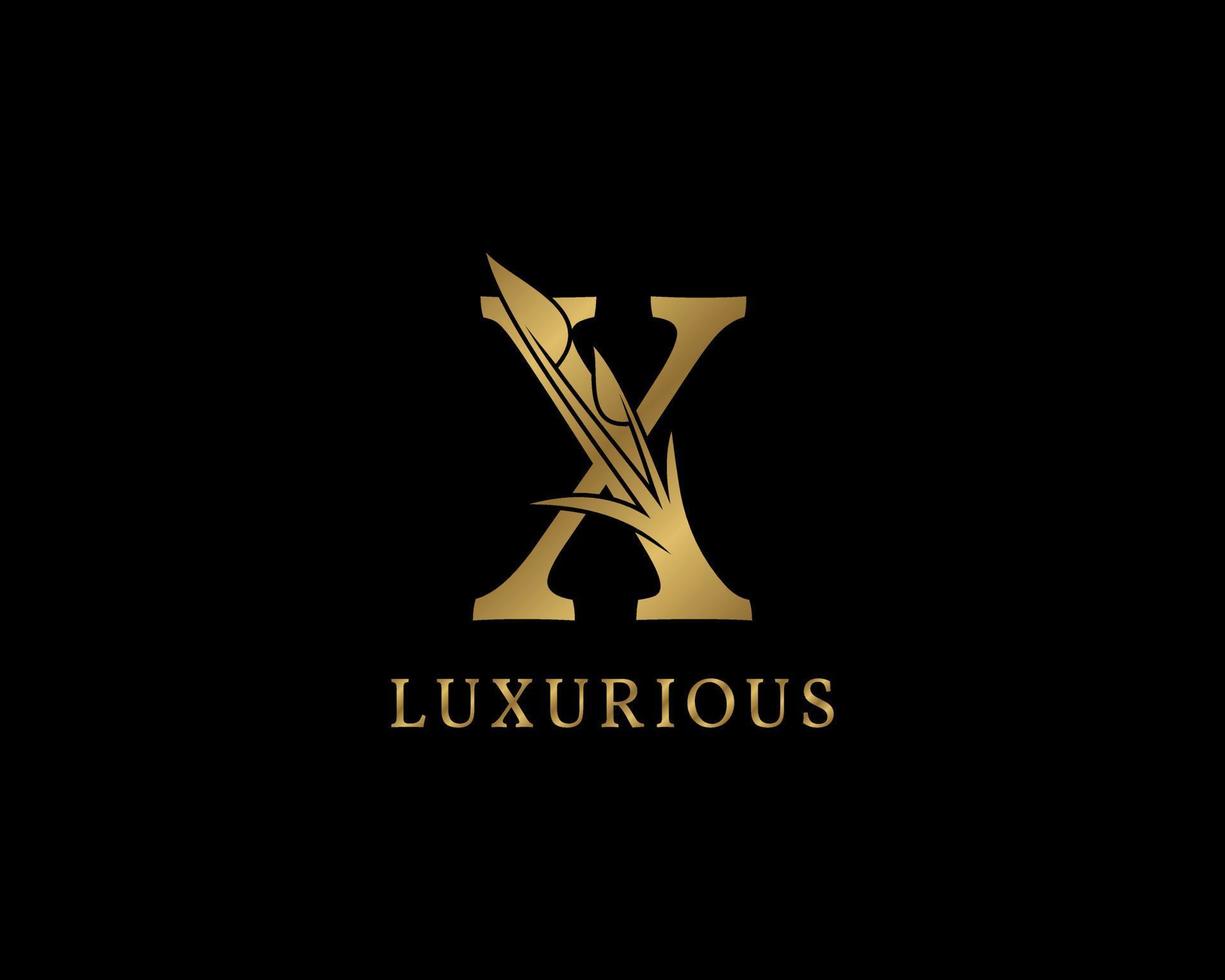 letter X luxury floral vintage logo vector