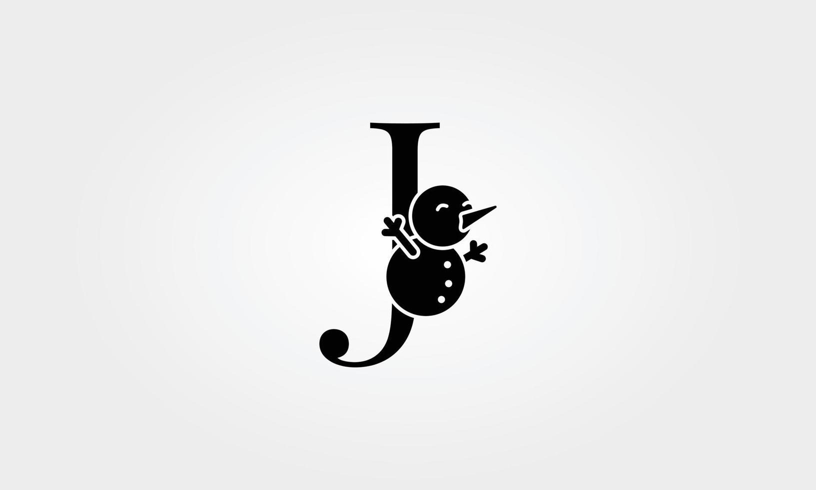 alphabet snow man letter j vector