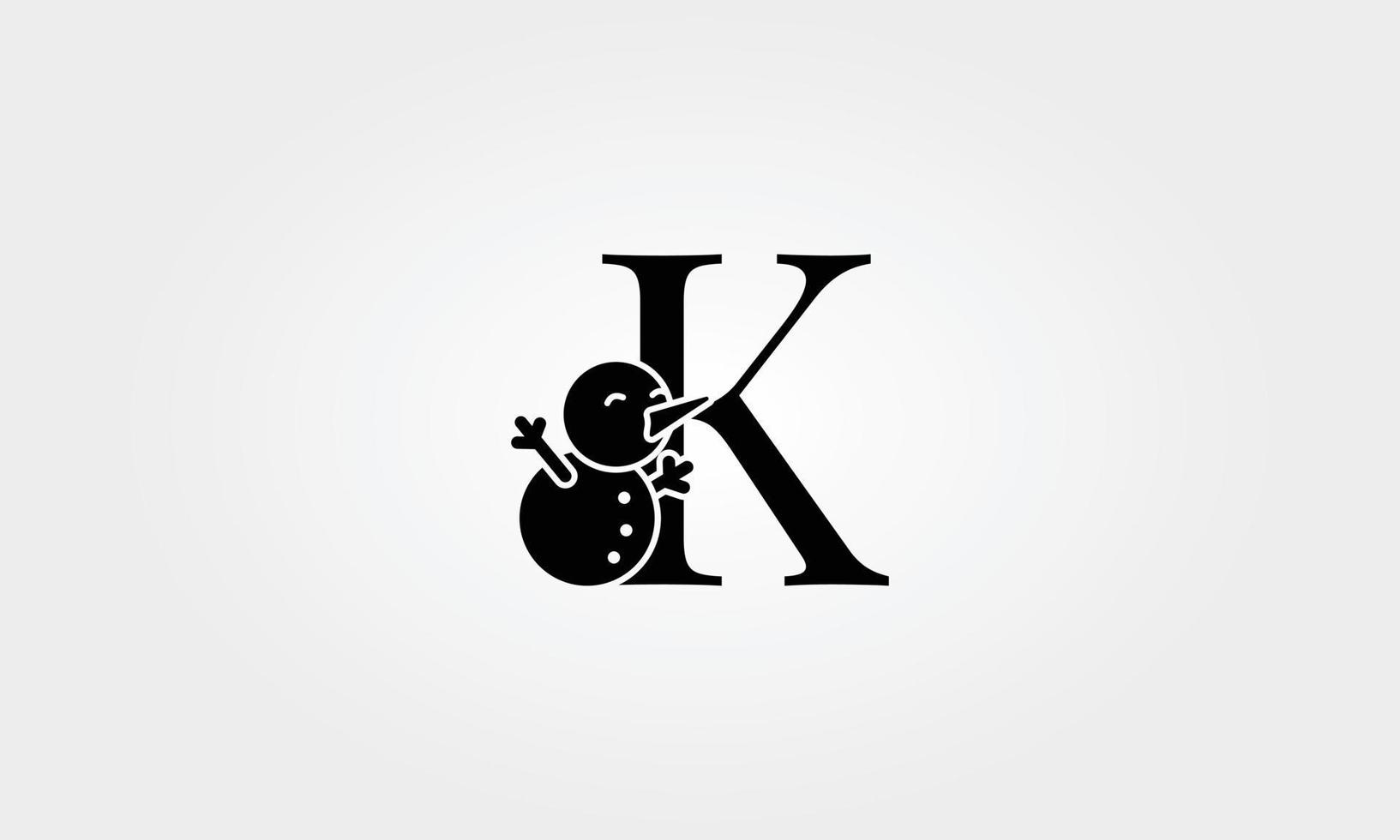 alphabet snow man letter k vector