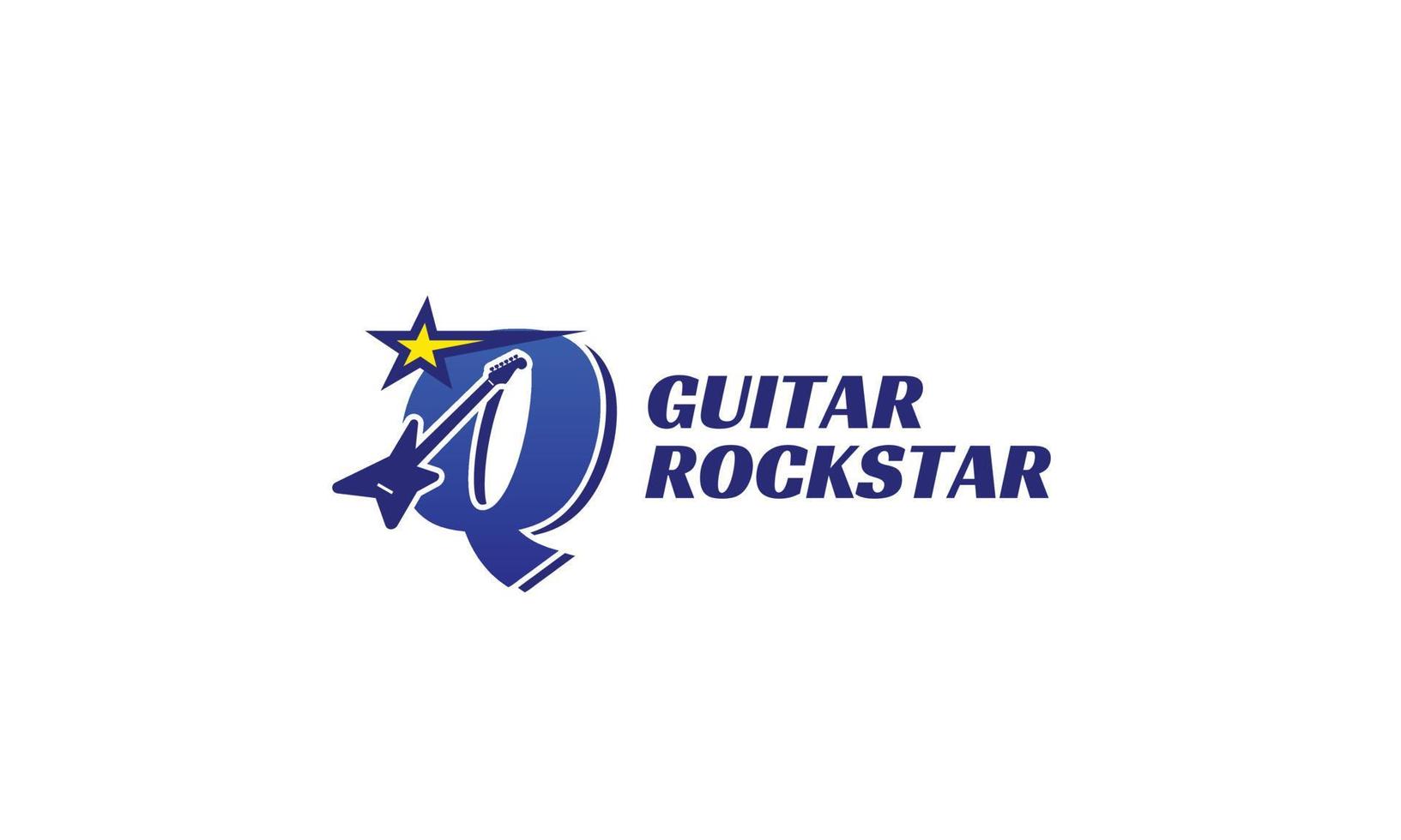 letra q logotipo del alfabeto de guitarra eléctrica vector