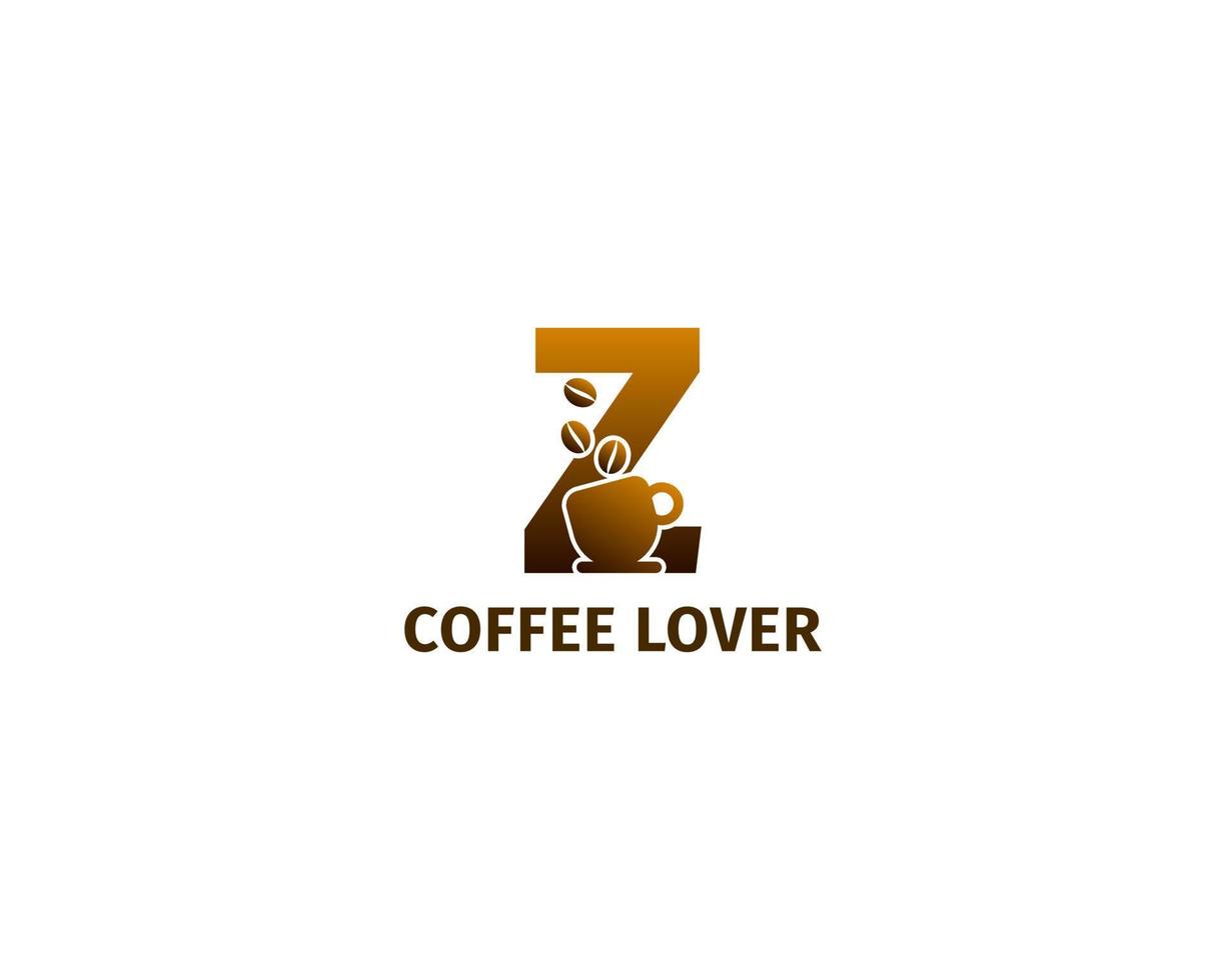 plantilla de logotipo de taza y café de letra z vector