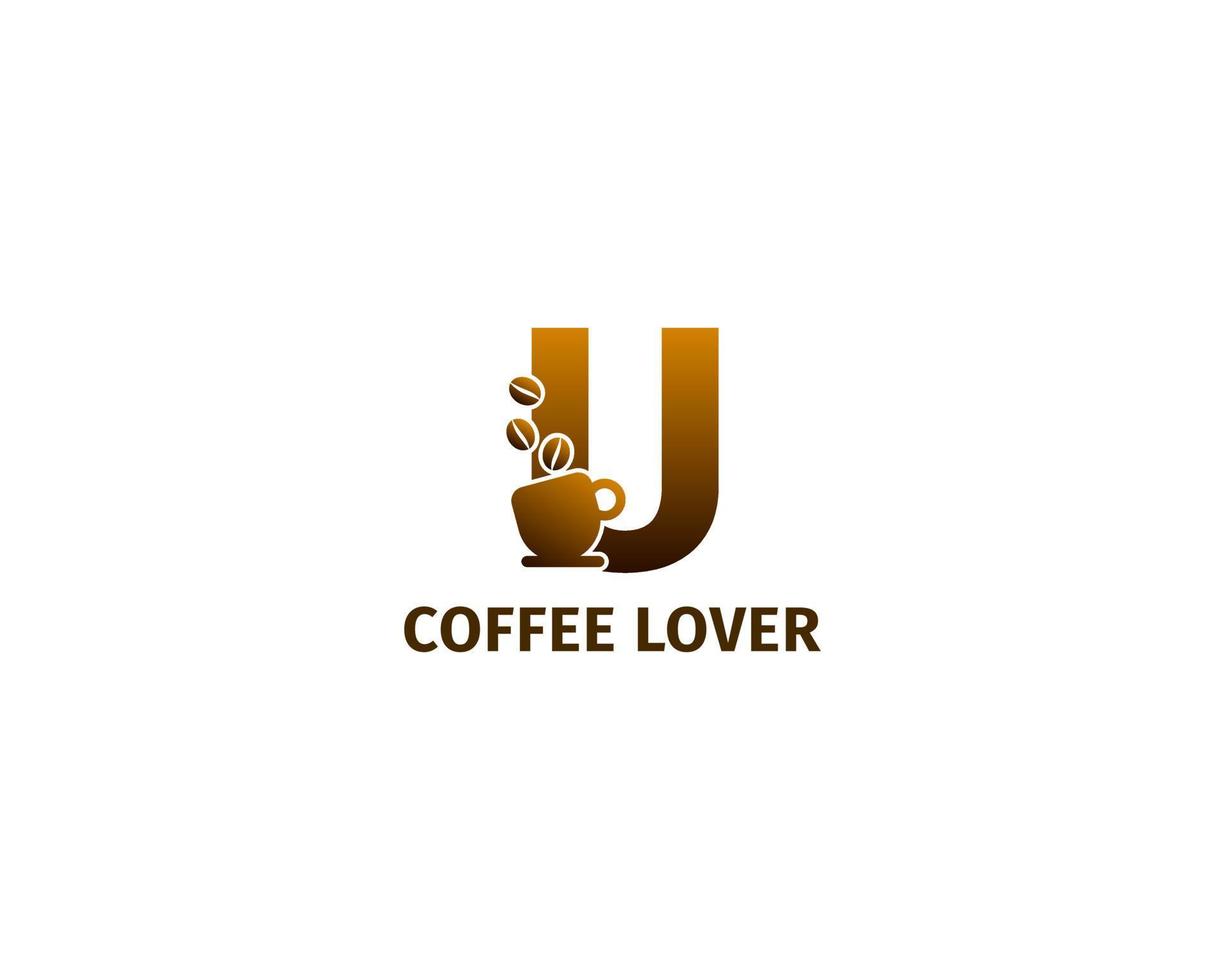 plantilla de logotipo de taza y café de letra u vector