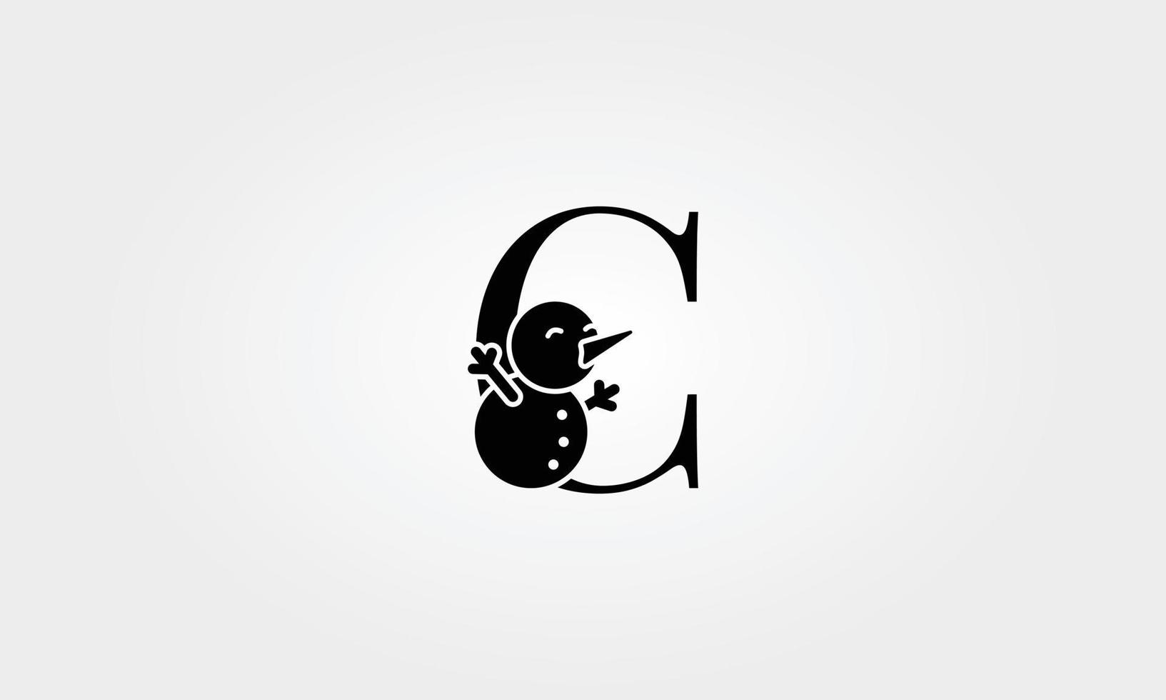 alphabet snow man letter c vector
