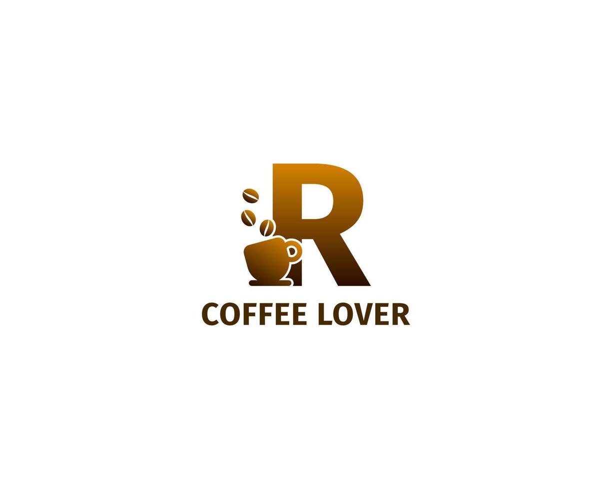 plantilla de logotipo de taza y café de letra r vector