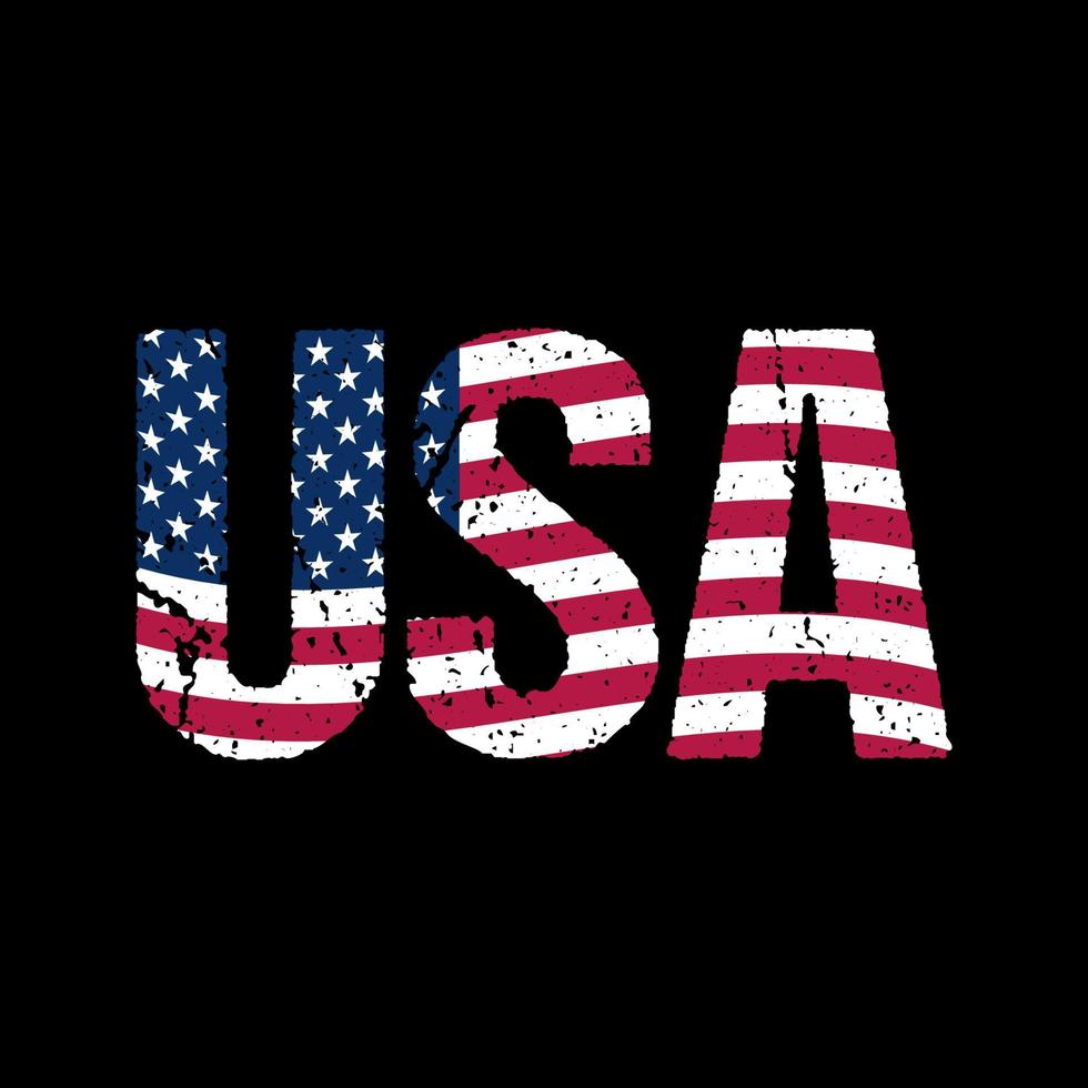 USA rough text with american flags vector