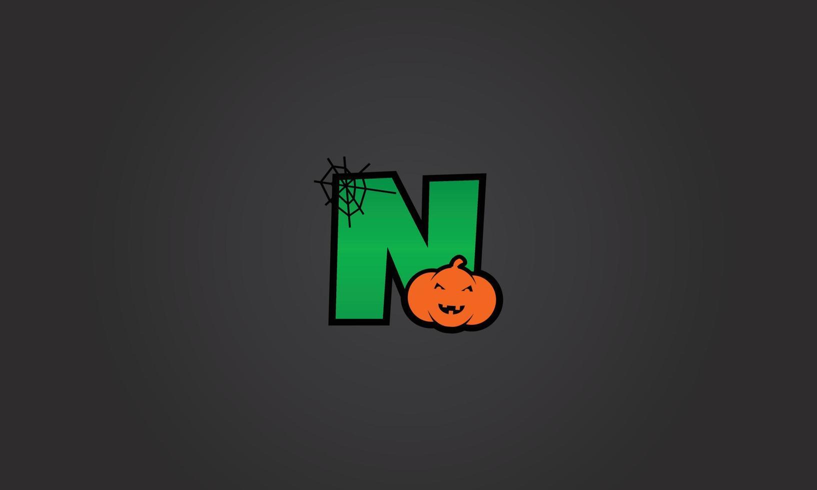 calabaza alfabeto halloween letra n vector