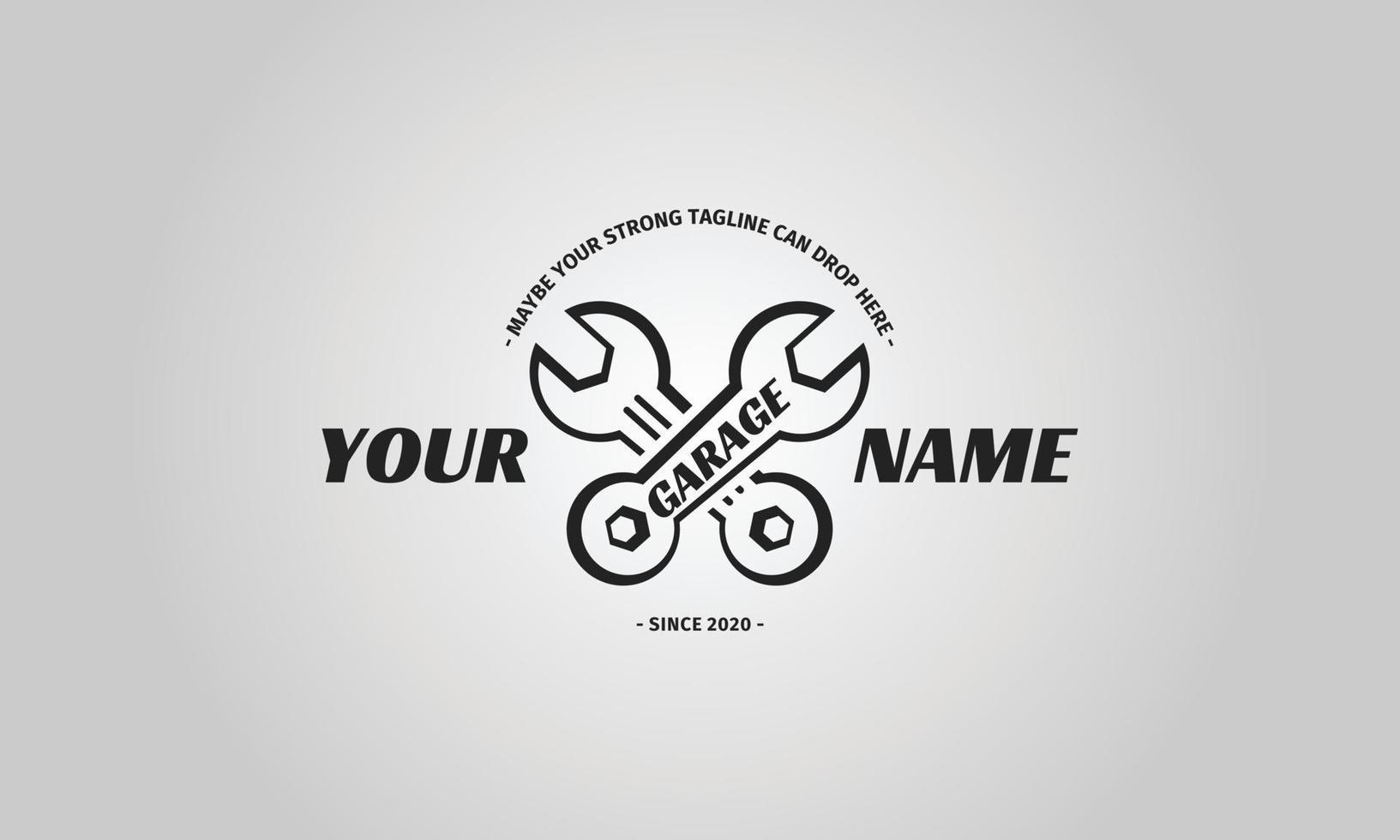 vintage wrench or spanner logo template vector