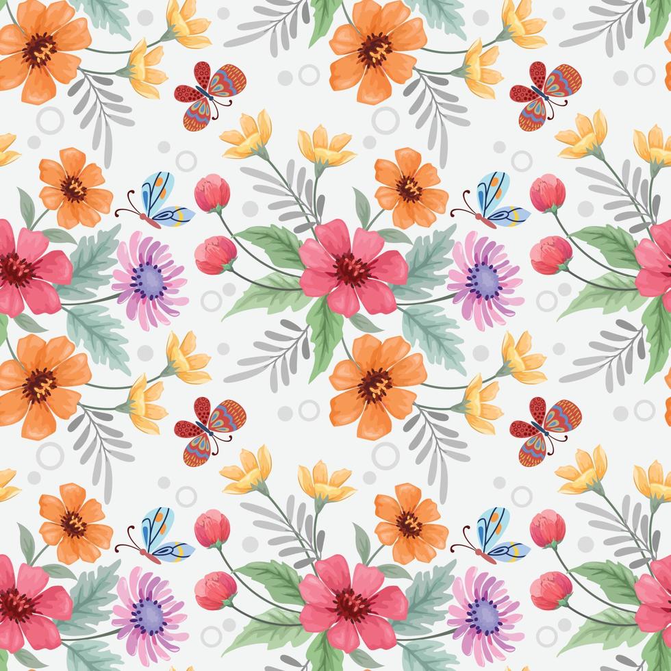 Colorful hand draw flowers seamless pattern. 6558050 Vector Art at Vecteezy