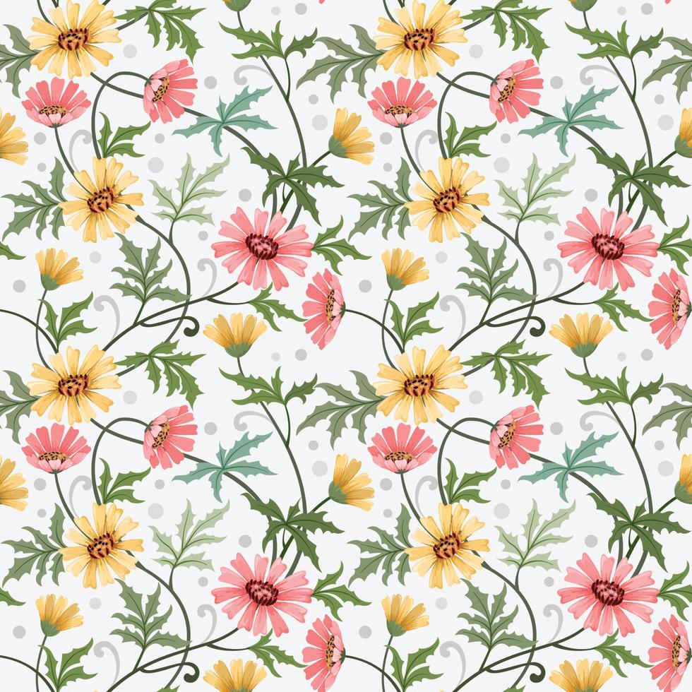 Colorful hand draw flowers seamless pattern. vector