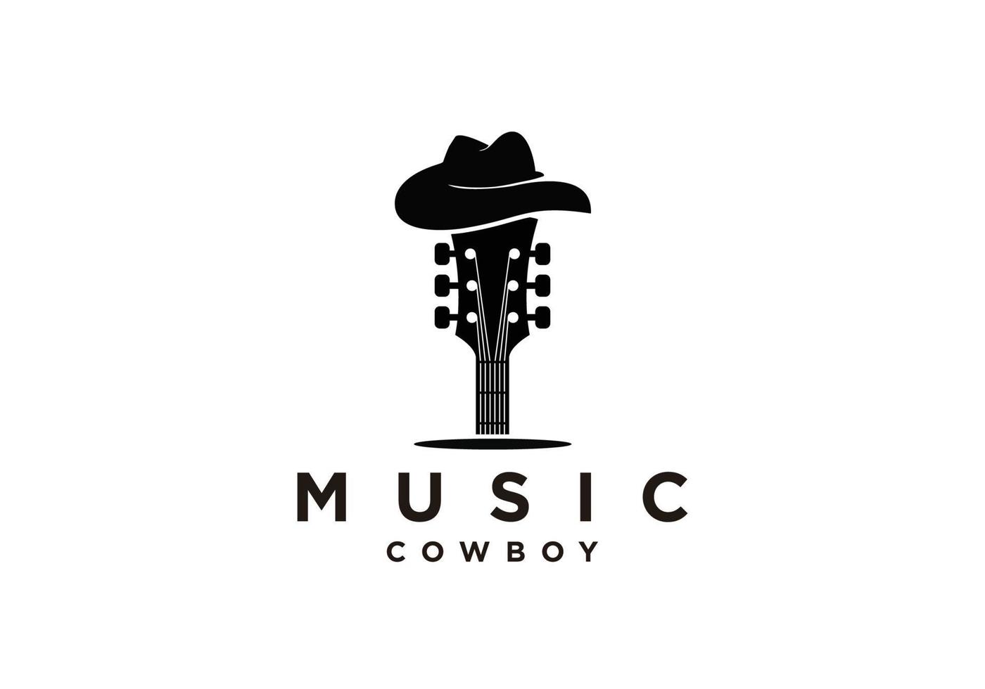 inspiración de símbolo de logotipo de guitarra y sombrero de vaquero vector