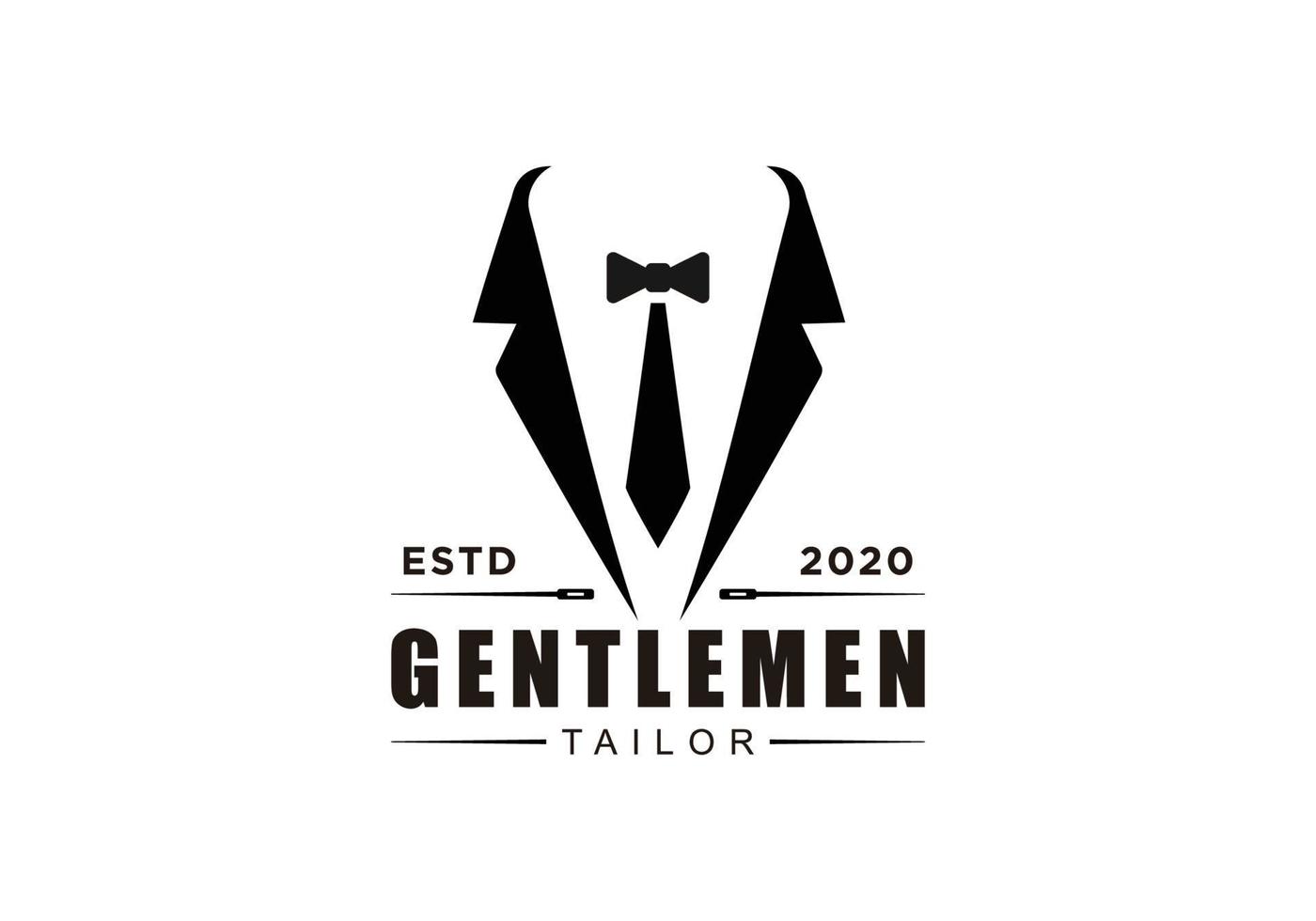 Ribbon Tie Tuxedo Suit Gentleman Fashion Tailor Clothes Vintage Classic Logo design vector