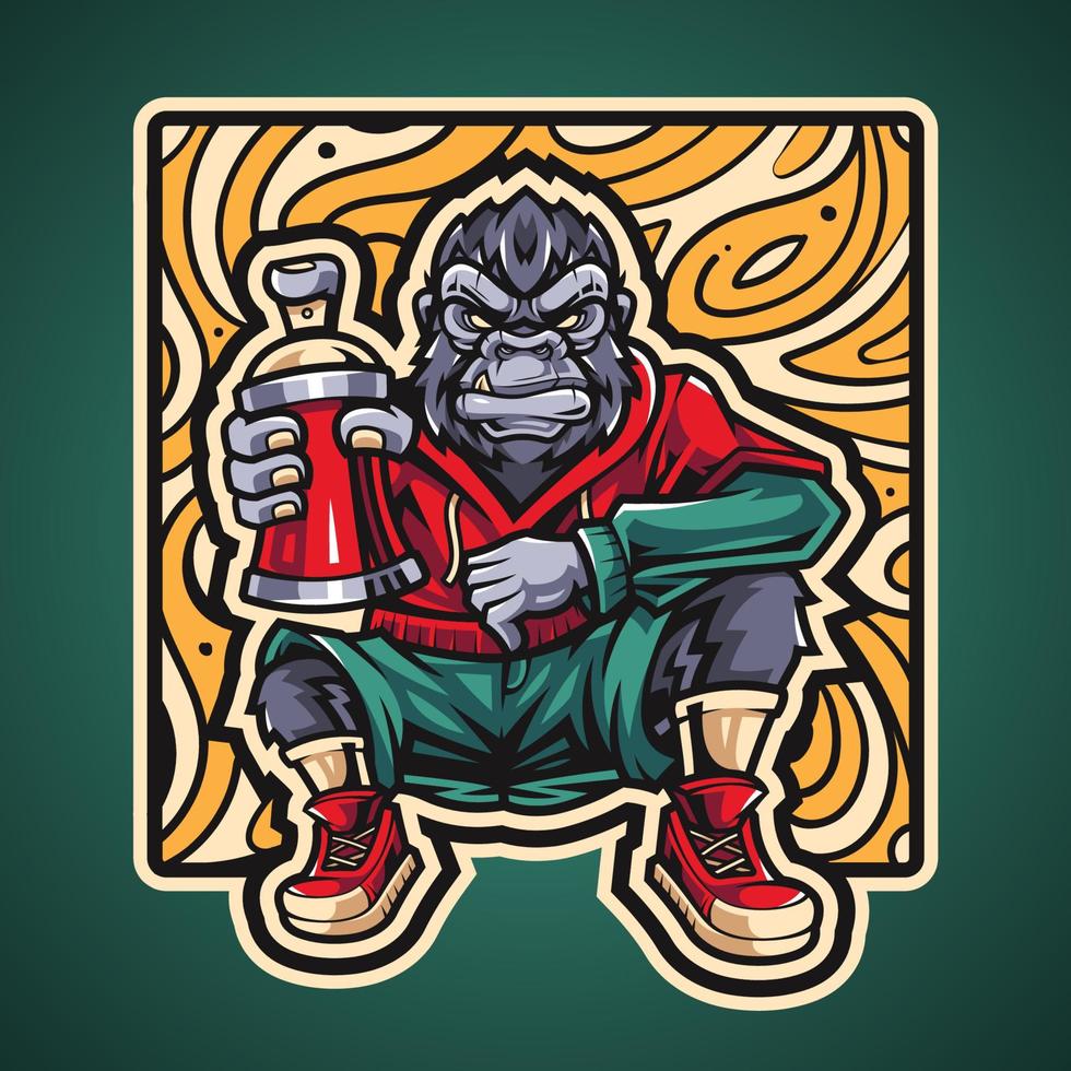 Gorilla esport mascot logo design vector