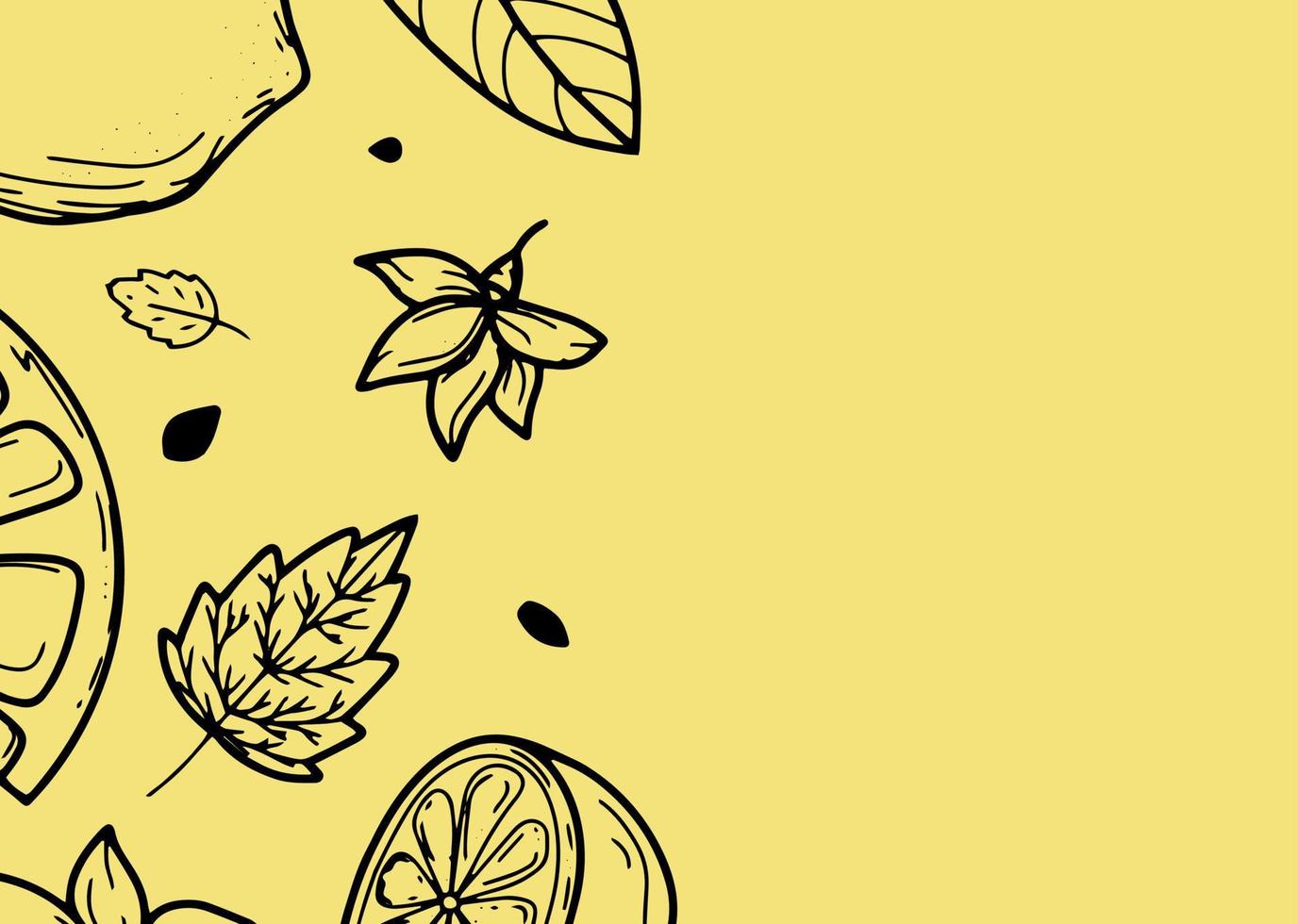 hermoso fondo con limones, flores, licencia. ilustración vectorial dibujada a mano de frutas. banner en el estilo de grabado. diseño botánico y cítrico vintage. para afiches, impresiones, papel tapiz, portadas vector