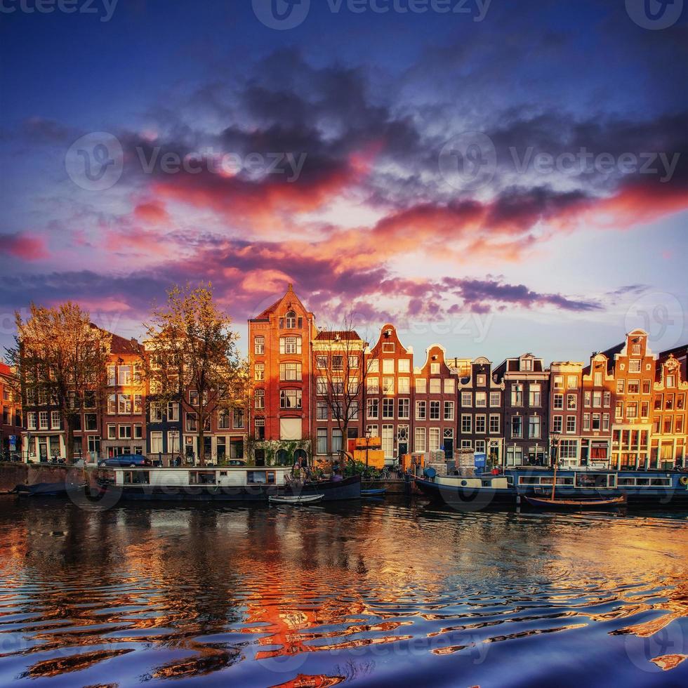 Amsterdam canal on the west. Capital and most densely populated photo