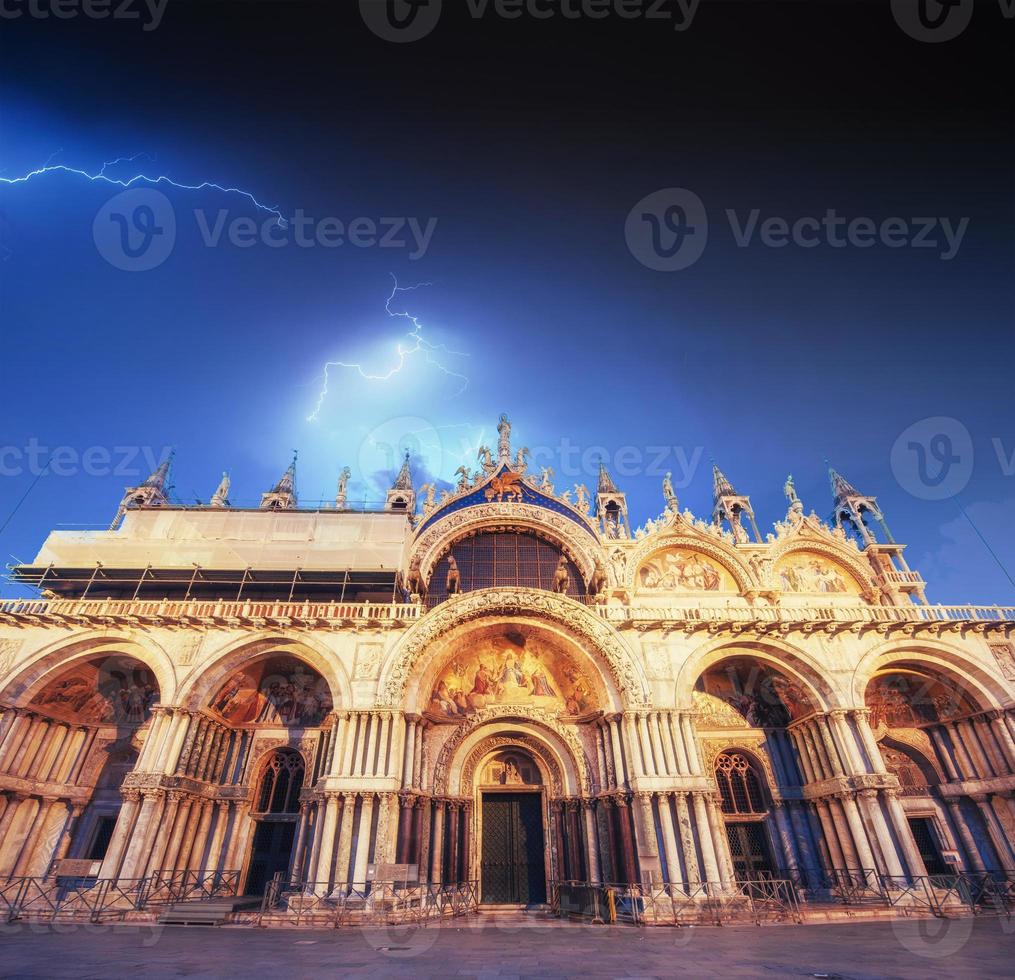Beautiful view of the sky with lightning. Patriarchal Cathedral photo