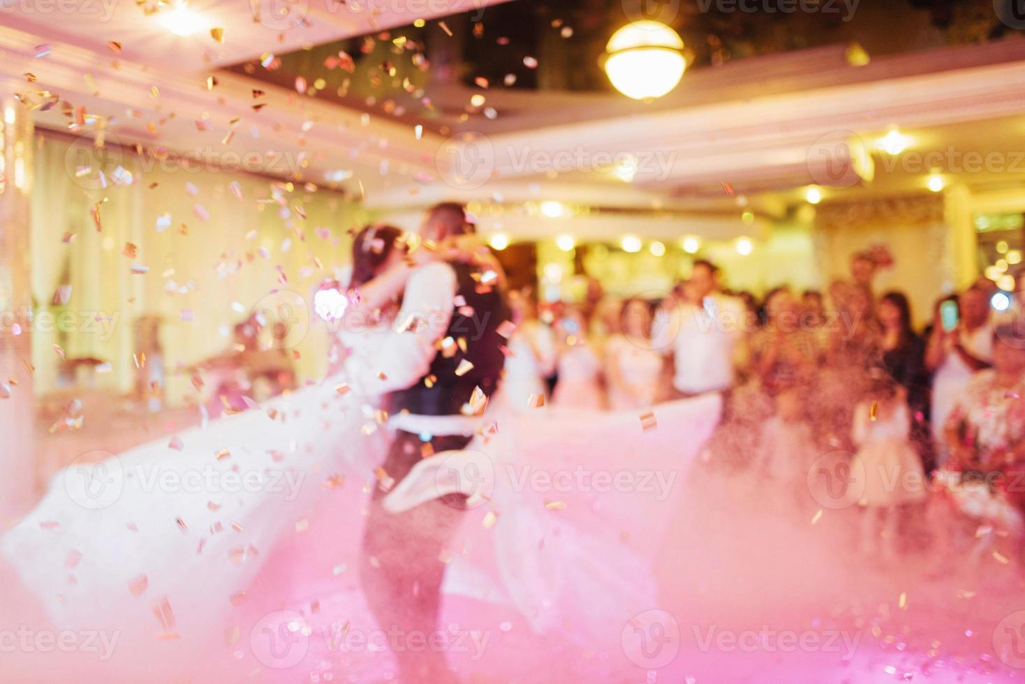 Happy bride and groom their first dance photo