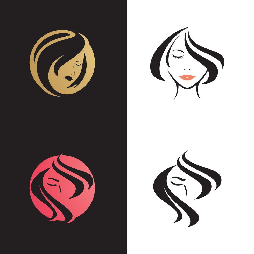 Beauty women long hair style icon vector