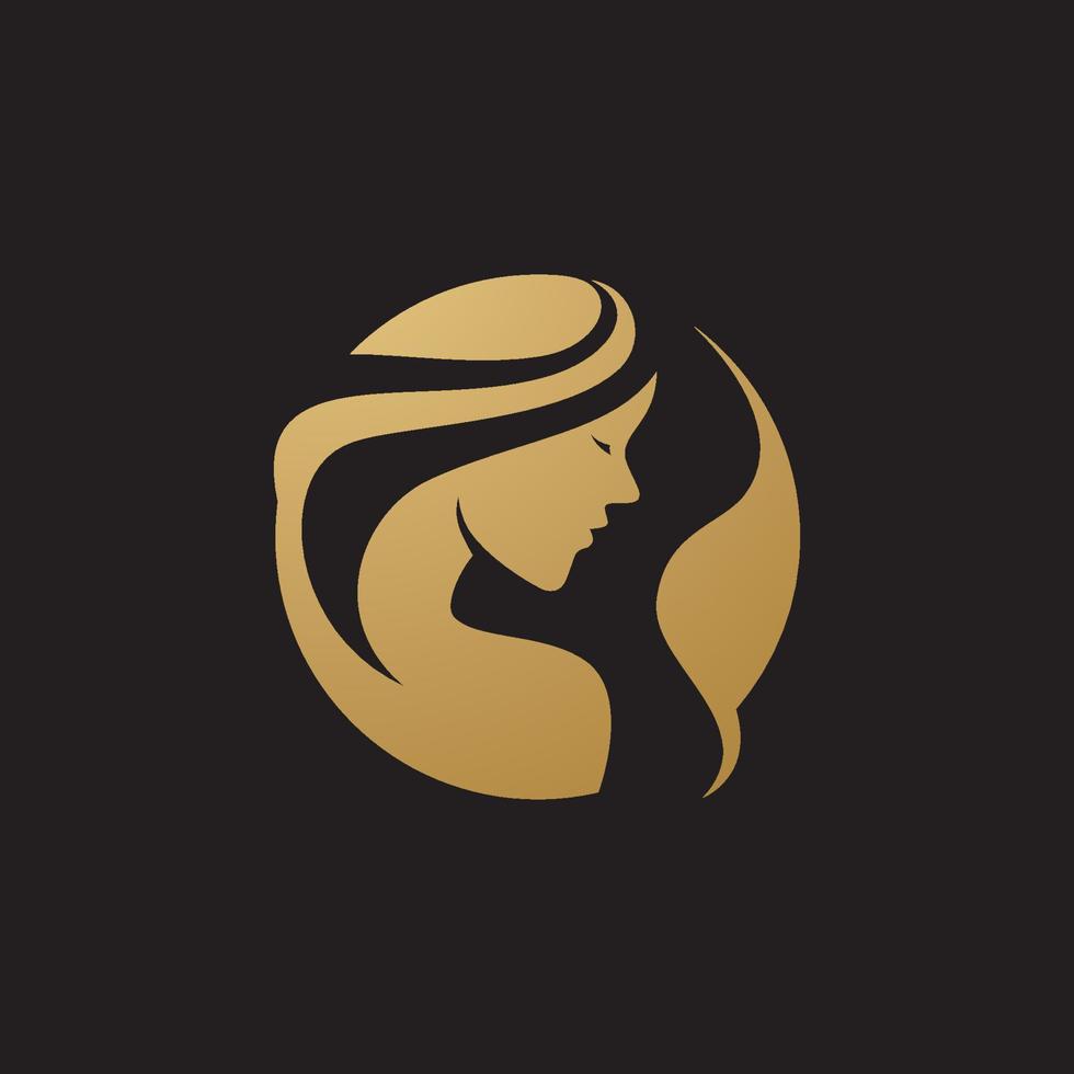 icono de estilo de cabello largo de mujer de belleza vector