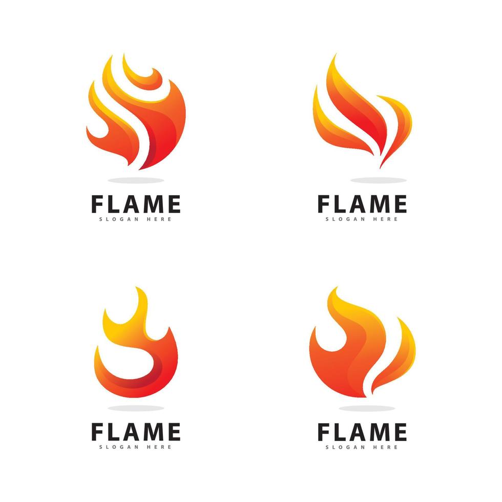 símbolo de logotipo de llama de fuego abstracto con color degradado vector