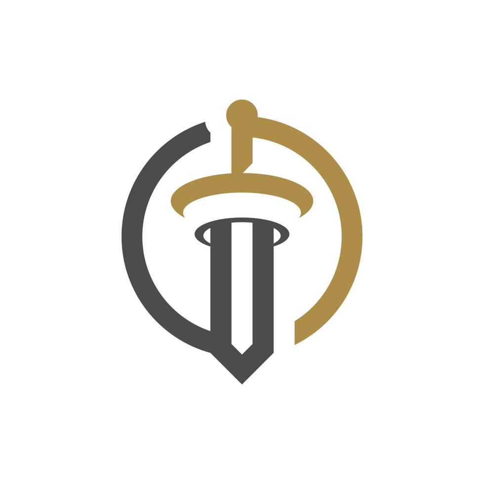 Sword Logo icon with T letter initial logotype vector