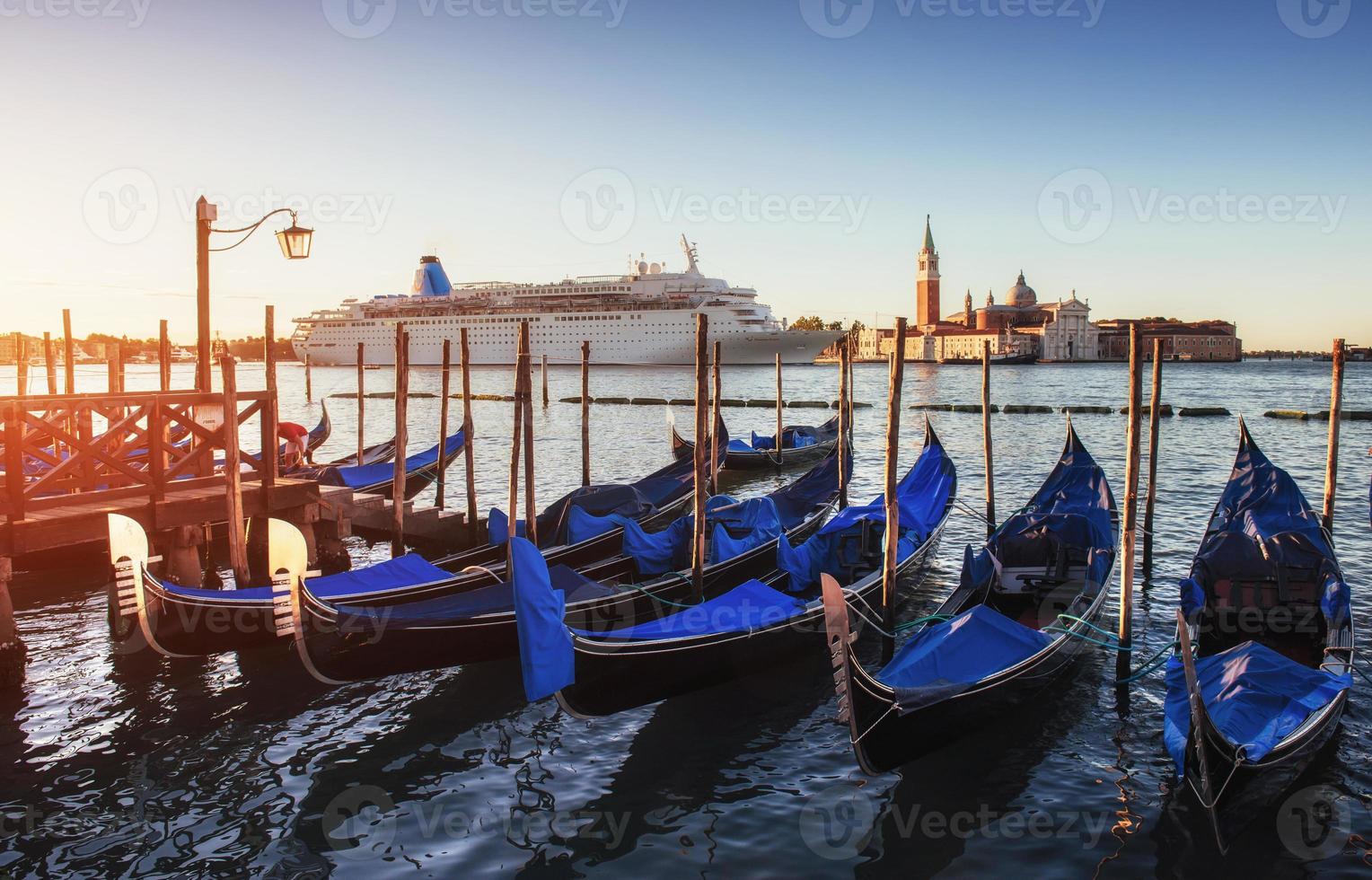 Gondolas on the huge luxury cruise ship photo