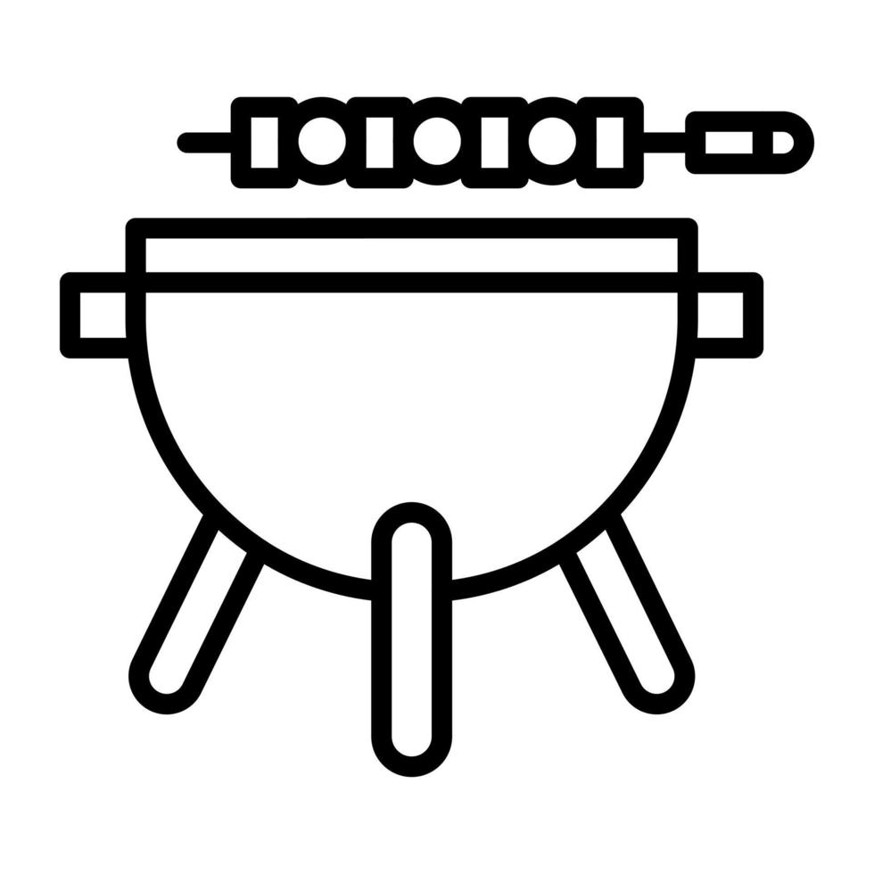 icono de línea de parrilla de barbacoa vector