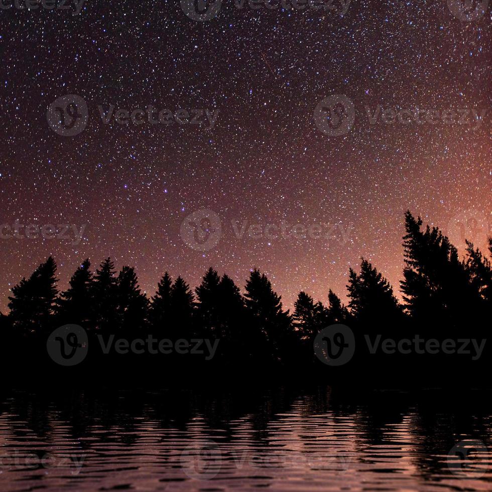 Starry sky over the sea. Carpathians. Ukraine, Europe photo