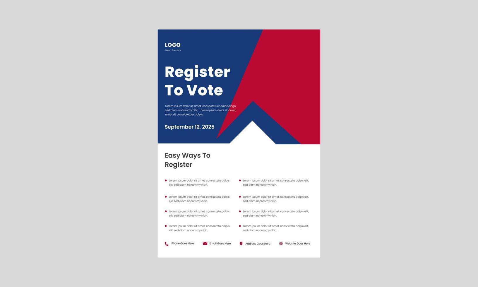 voter registration flyer design template. easy way register for vote poster, leaflet design. register and vote flyer design template. vector