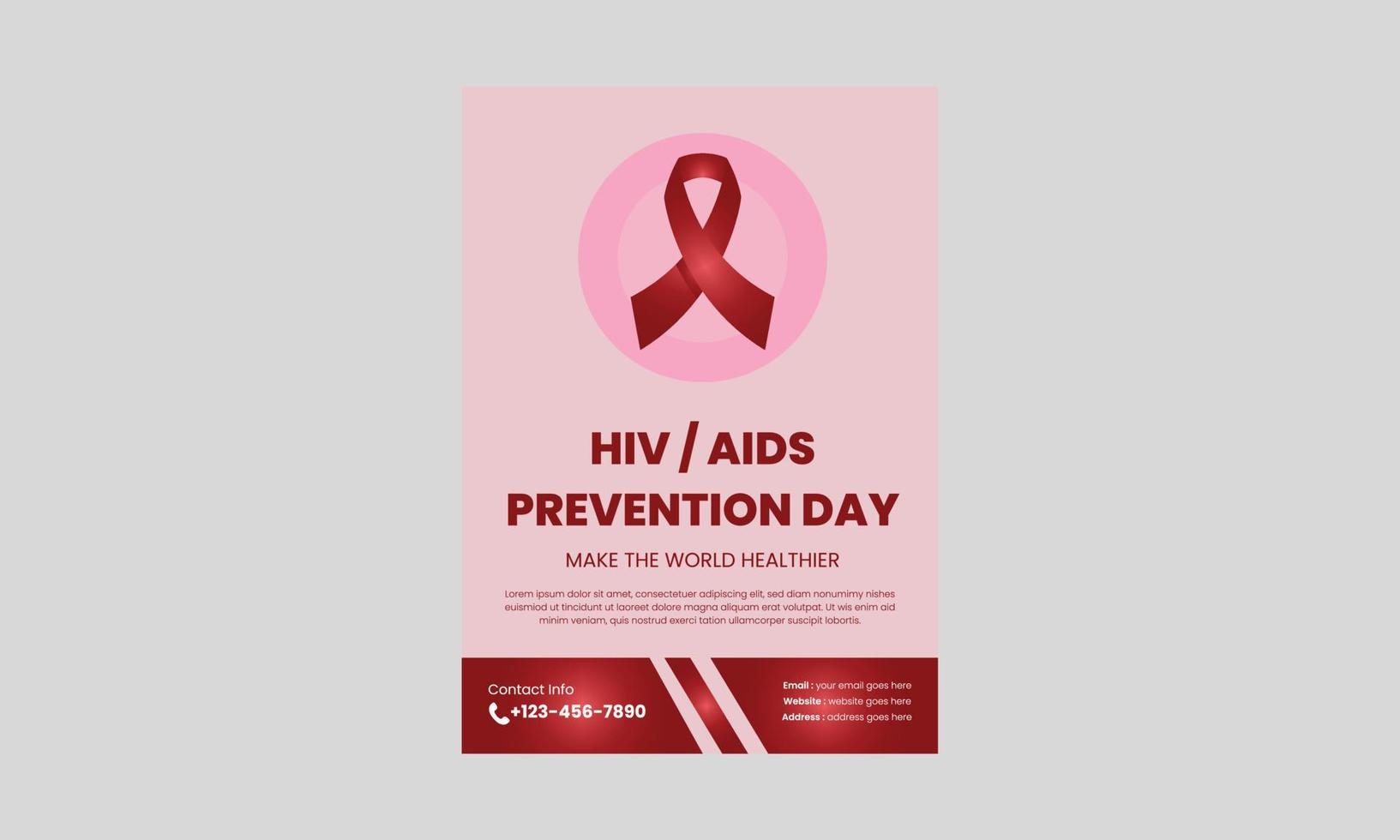 World AIDS Day or HIV Virus Poster or Flyer Design Template. HIV or AIDS Prevention flyer leaflet design. cover, poster, a4 size, flyer design vector