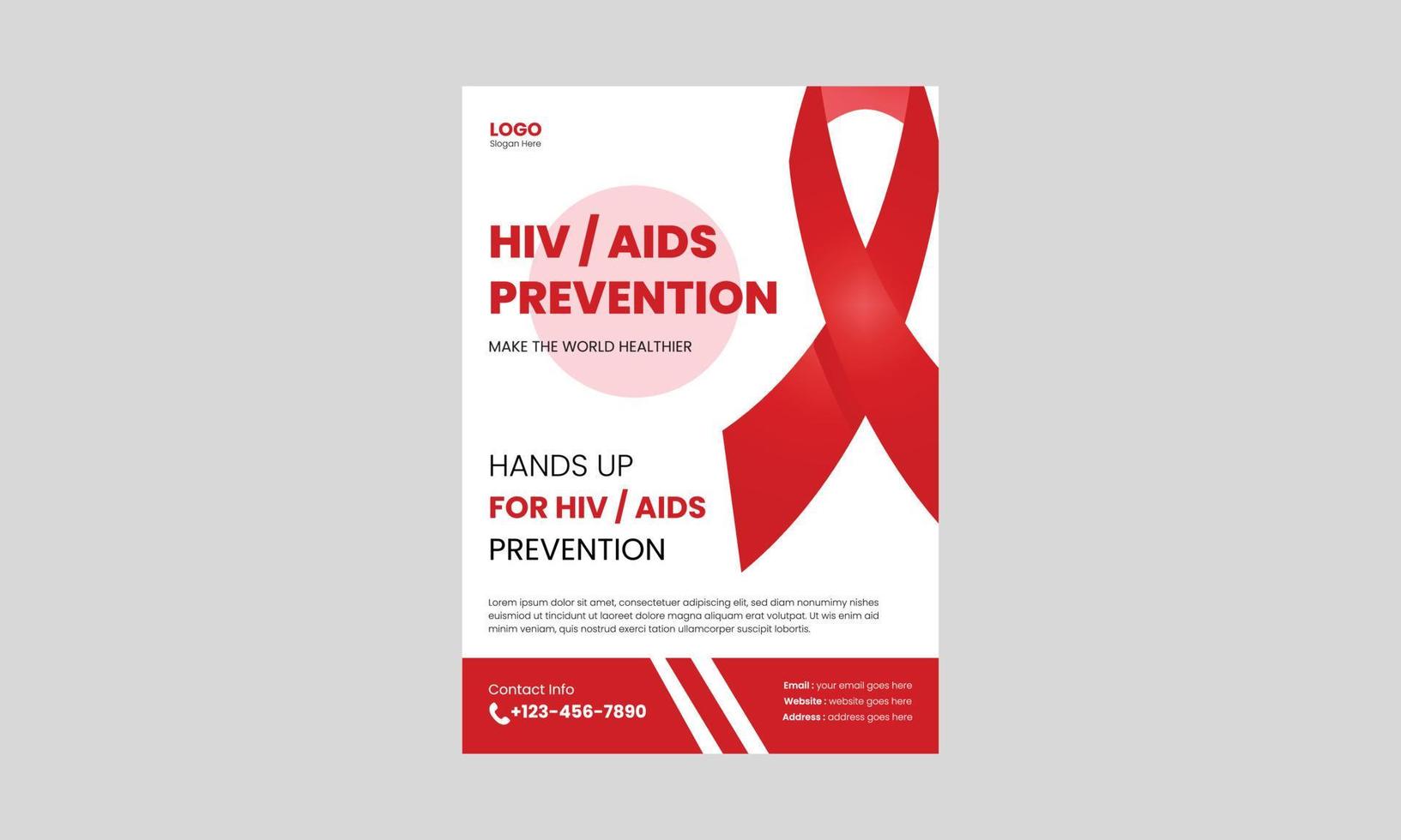 día mundial del sida o cartel del virus vih o plantilla de diseño de volante. diseño de folleto de prevención del vih o sida. portada, póster, tamaño a4, diseño de volante vector