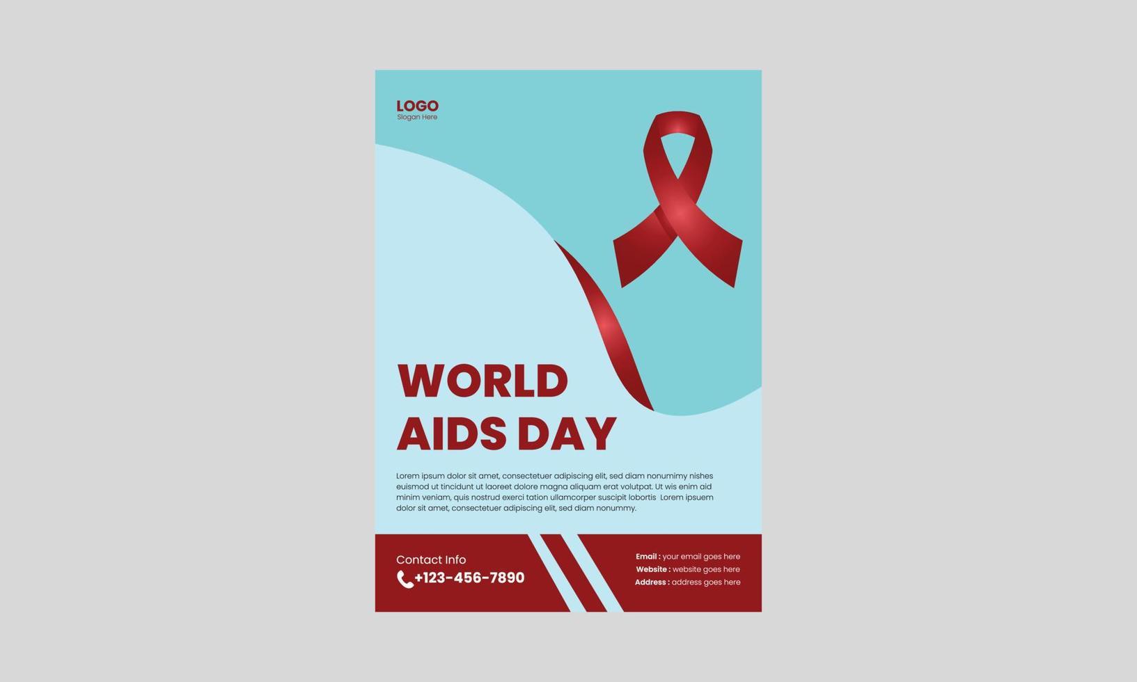 día mundial del sida o cartel del virus vih o plantilla de diseño de volante. diseño de folleto de prevención del vih o sida. portada, póster, tamaño a4, diseño de volante vector