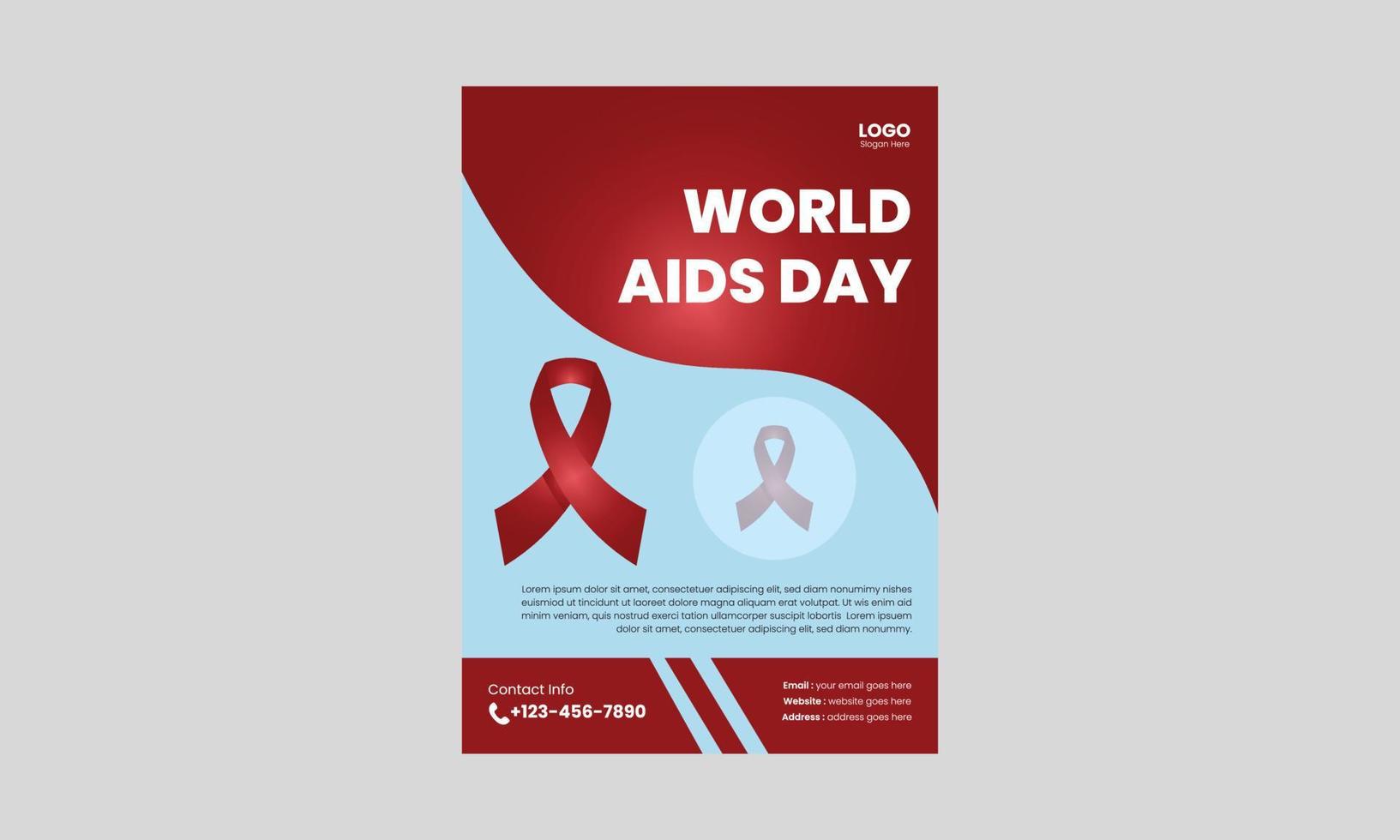 World AIDS Day or HIV Virus Poster or Flyer Design Template. HIV or AIDS Prevention flyer leaflet design. cover, poster, a4 size, flyer design vector
