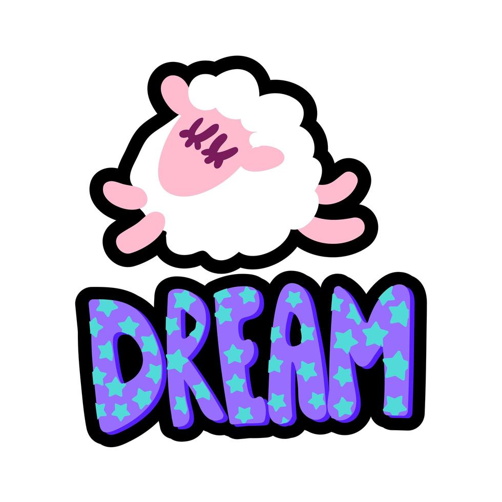 Sleeping sheep stitched frame patch vector