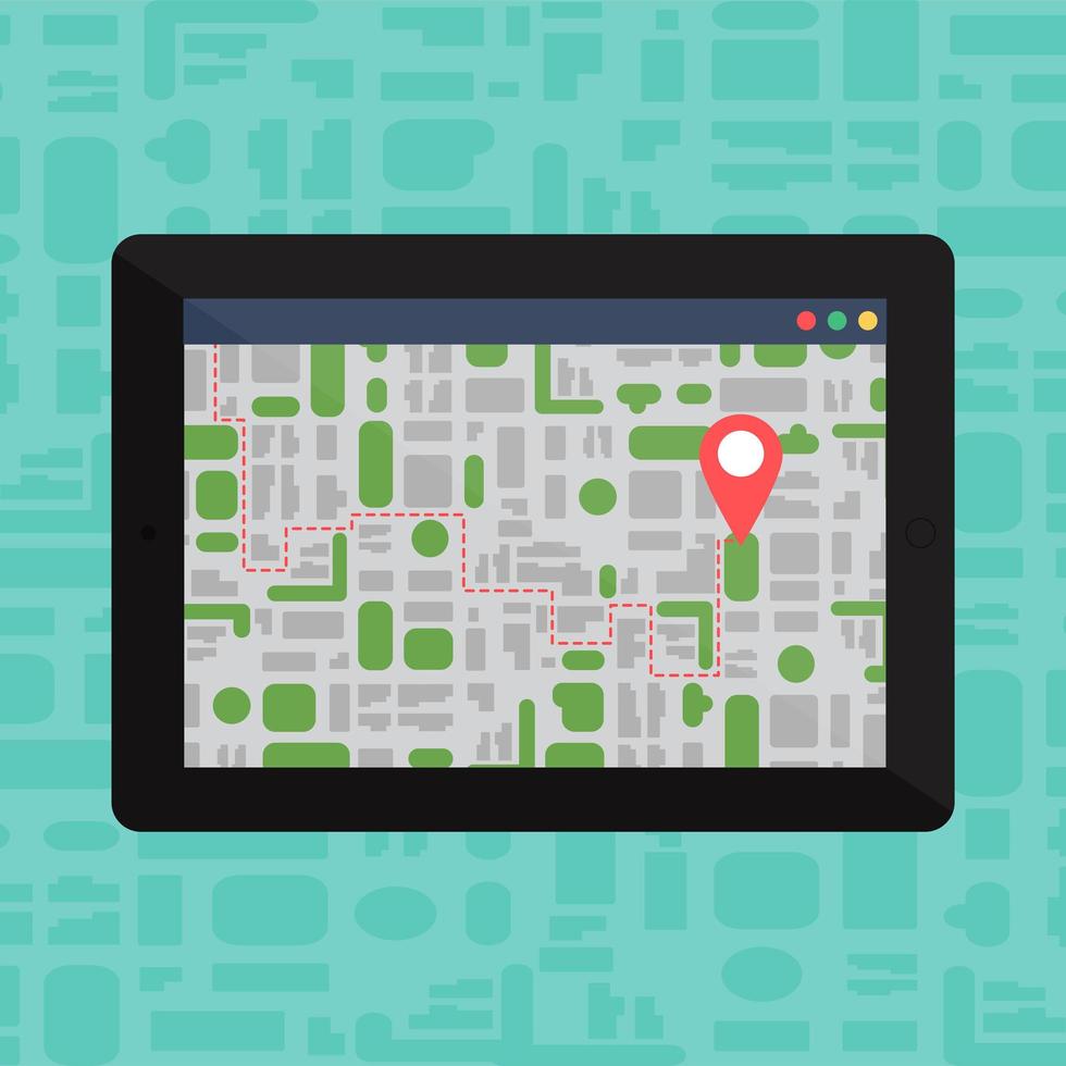 Electronic Offline Map On Tablet, Mobile Gadget vector