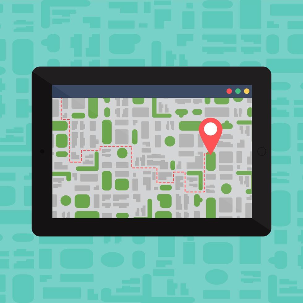 mapa electrónico sin conexión en tableta, dispositivo móvil vector