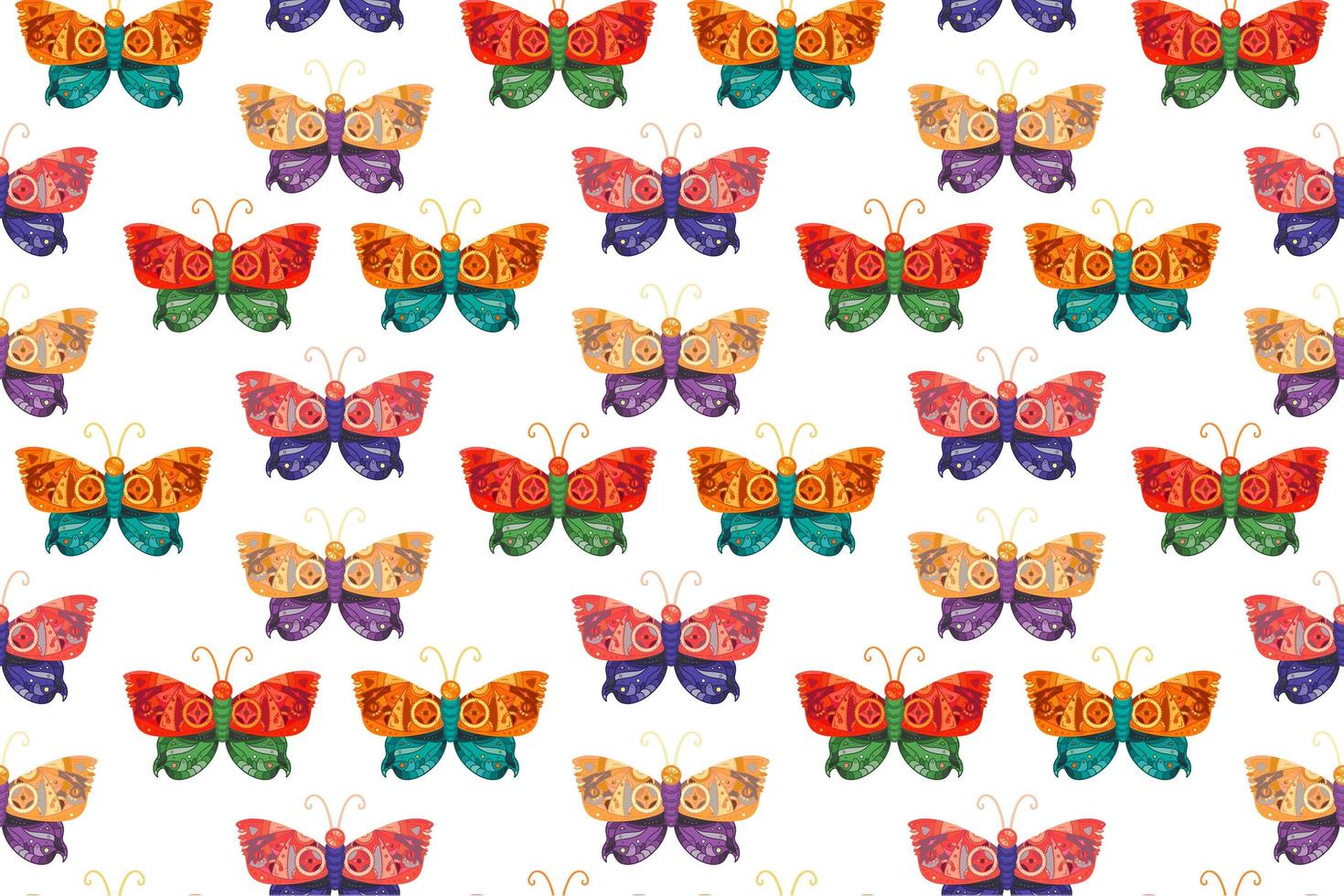 Steampunk butterfly seamless pattern vector