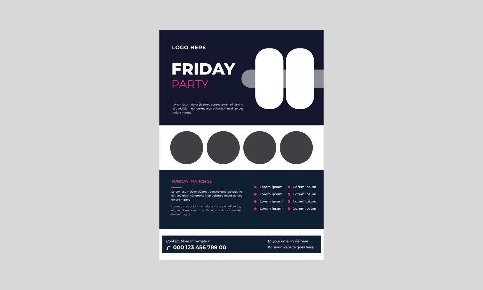 Friday vacations flyer template, Black Friday banner template, happy weekend word concept vector illustration with flyer.