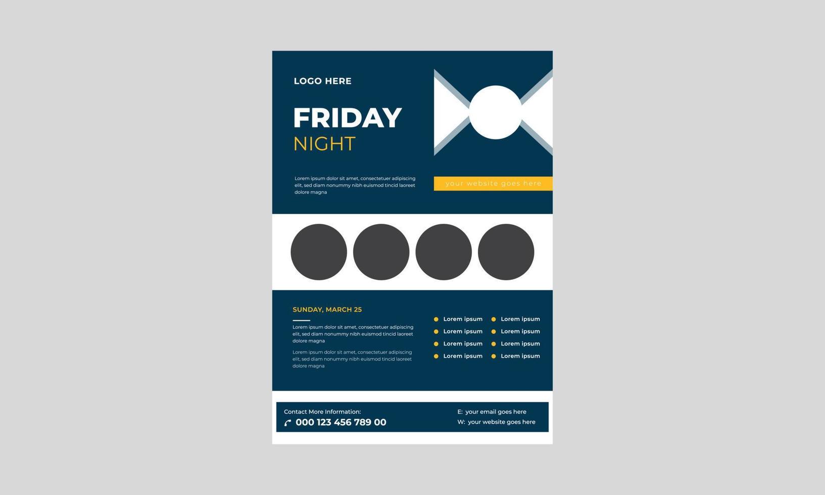 Friday vacations flyer template, Black Friday banner template, happy weekend word concept vector illustration with flyer.