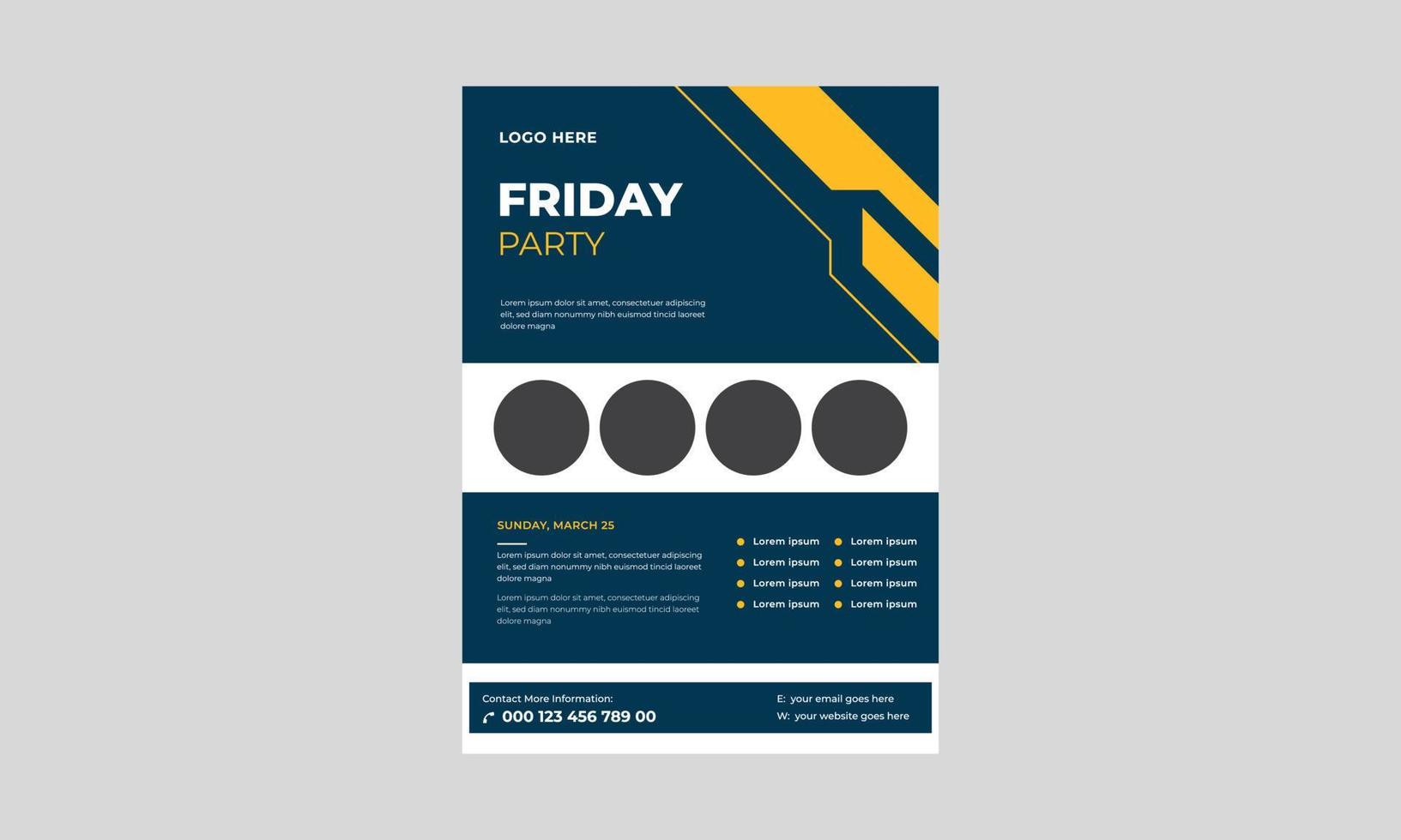 Friday vacations flyer template, Black Friday banner template, happy weekend word concept vector illustration with flyer.