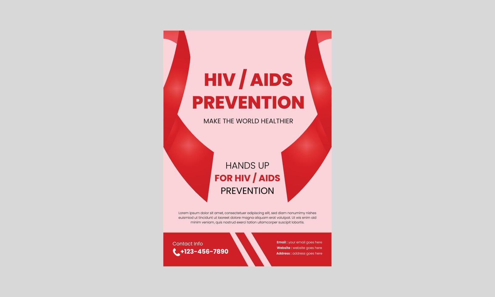 World AIDS Day or HIV Virus Poster or Flyer Design Template. HIV or AIDS Prevention flyer leaflet design. cover, poster, a4 size, flyer design vector