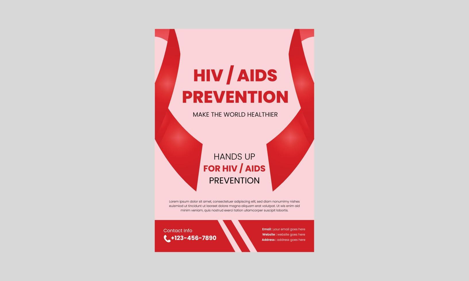 día mundial del sida o cartel del virus vih o plantilla de diseño de volante. diseño de folleto de prevención del vih o sida. portada, póster, tamaño a4, diseño de volante vector